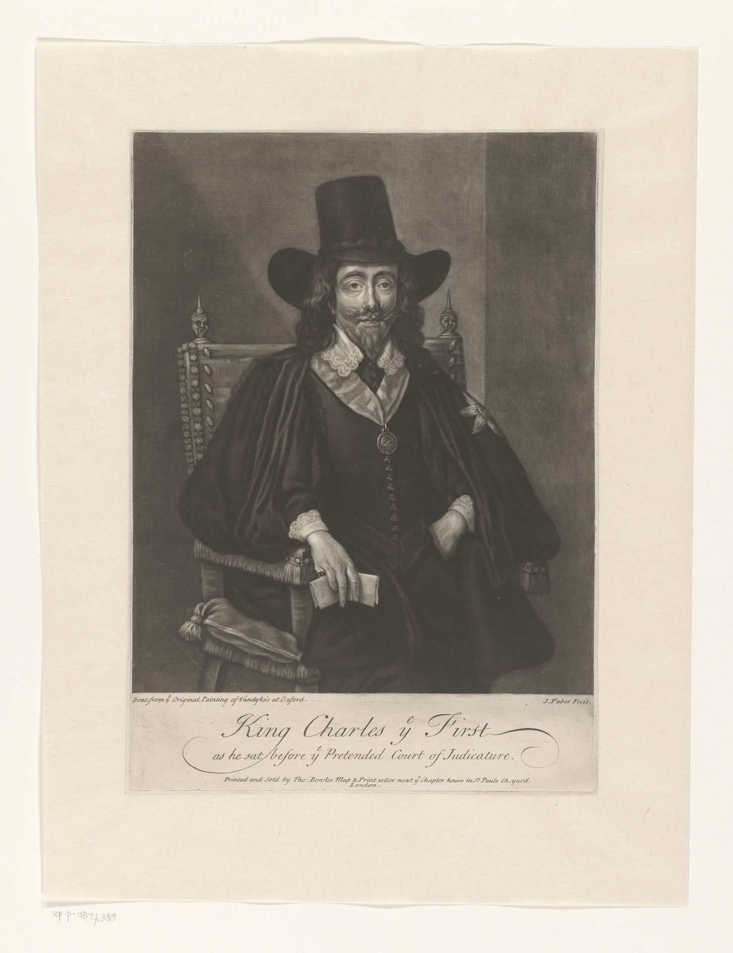 Portret van Karel I, koning van Engeland by John (II) Faber