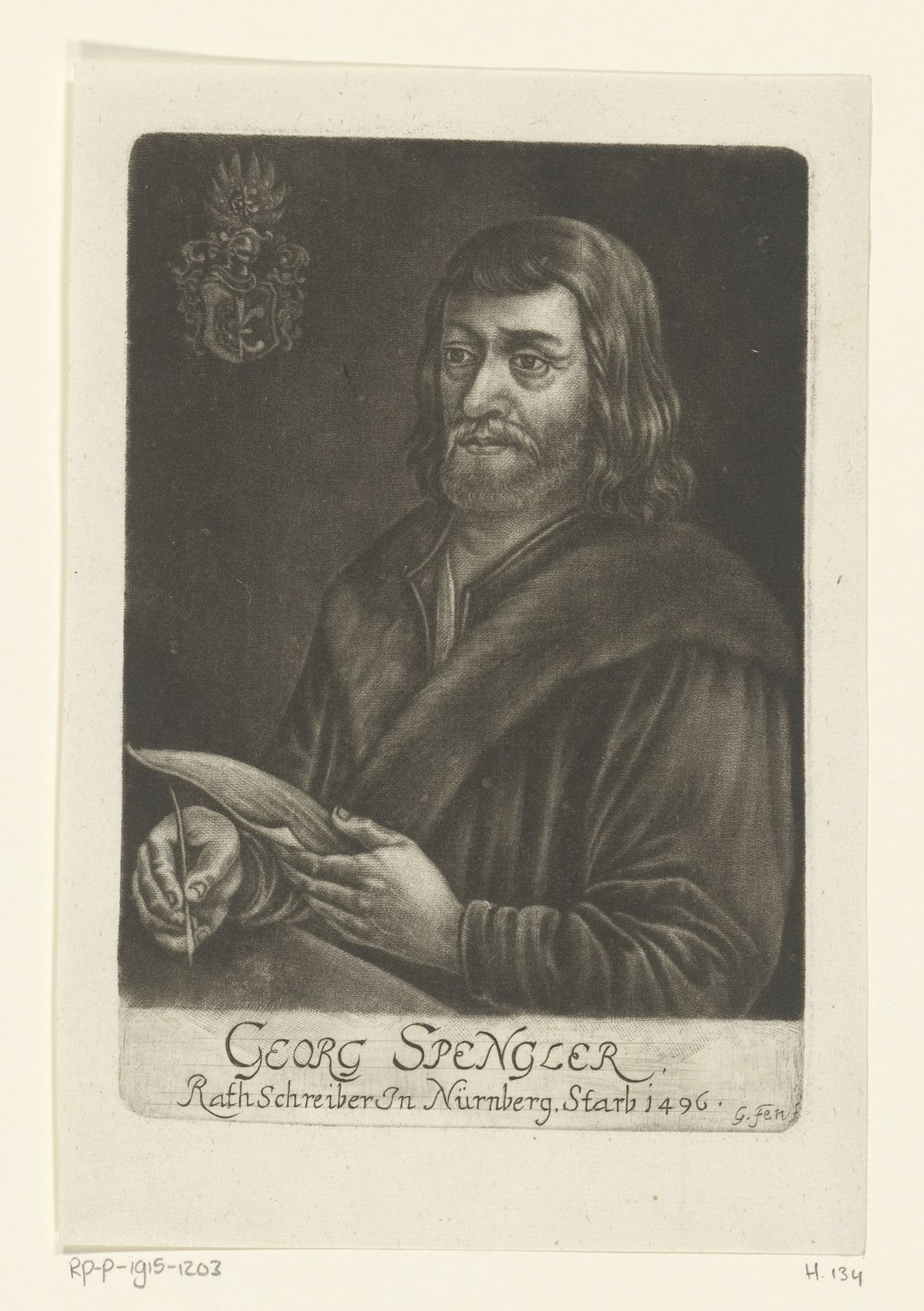 Portret van Georg Spengler by Georg Fennitzer