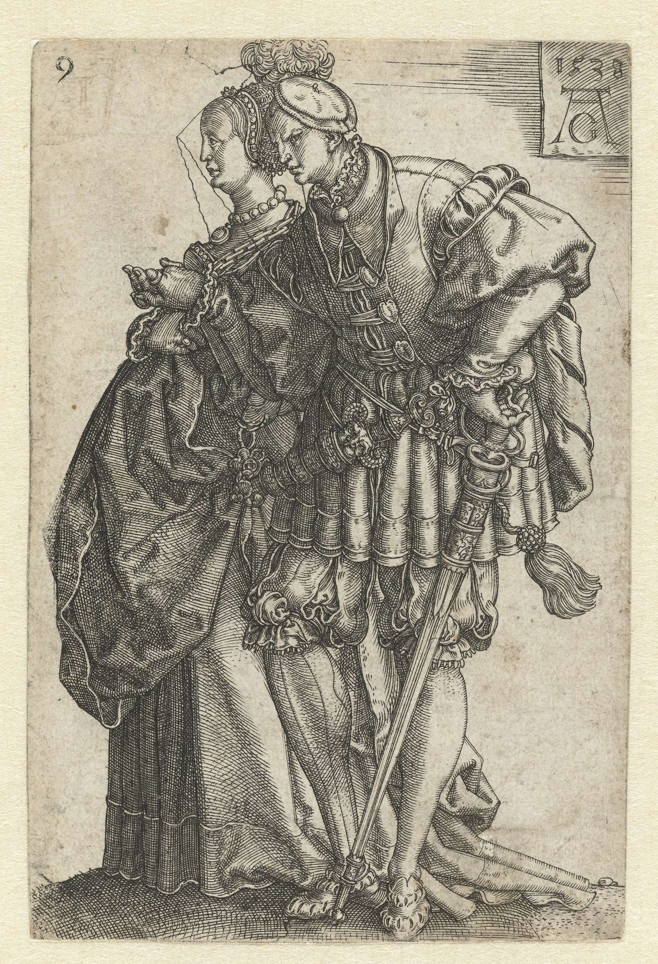 Dansend paar no. 9 by Heinrich Aldegrever