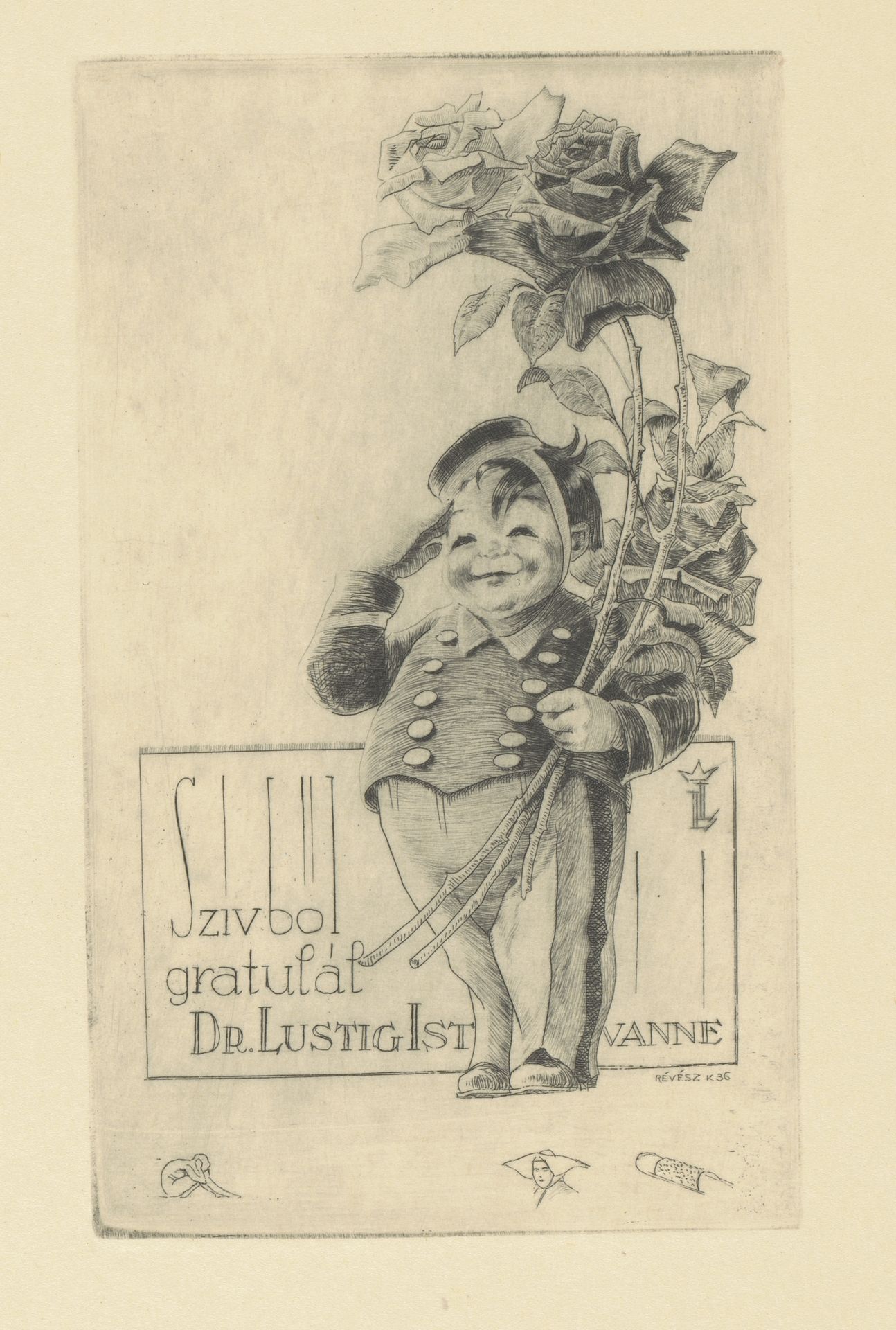 Felicitatie van Istvan Lusztig by Kornél Révész