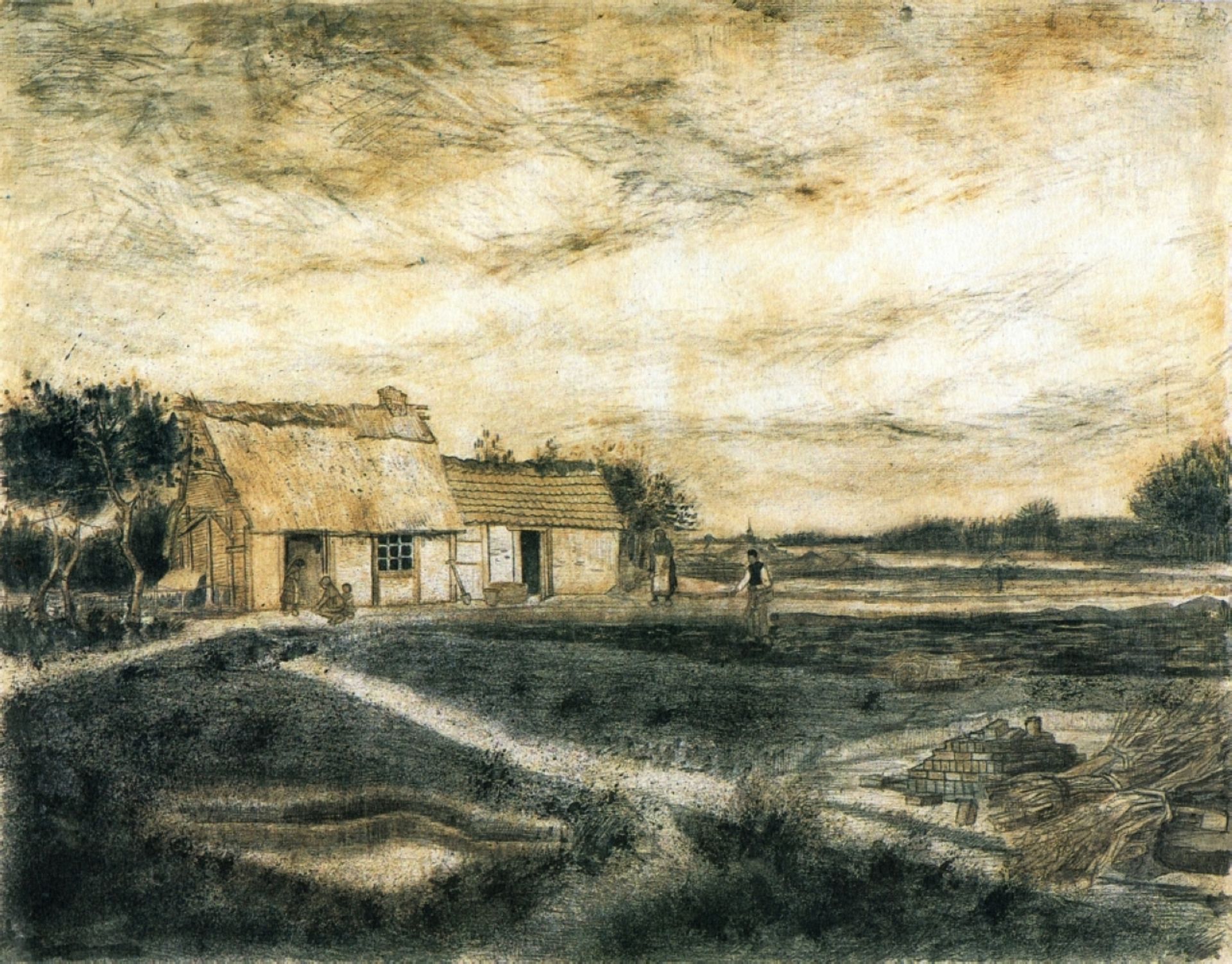 Barn with Moss-Covered Roof by Vincent van Gogh