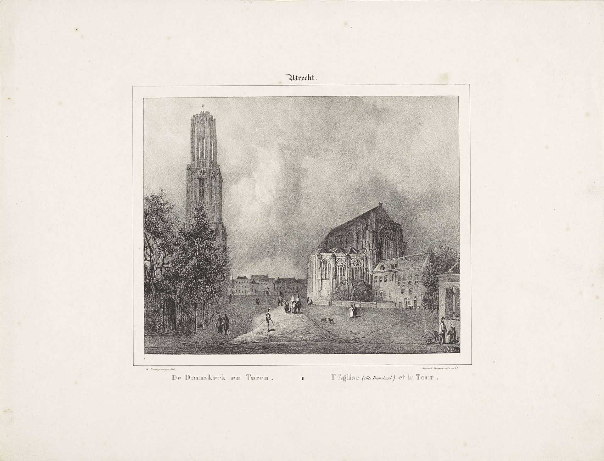 Gezicht op de Domkerk en Domtoren by Reinier Craeyvanger