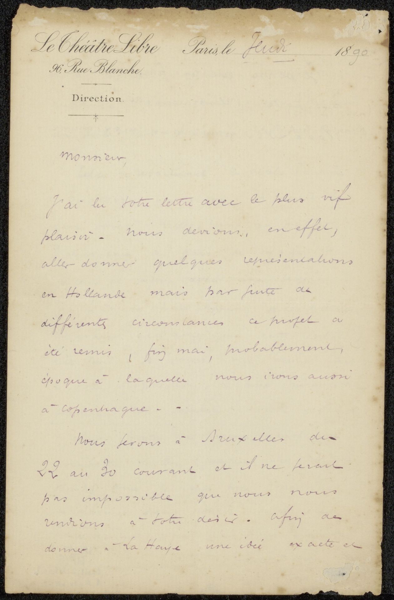 Brief aan Philip Zilcken by André Antoine