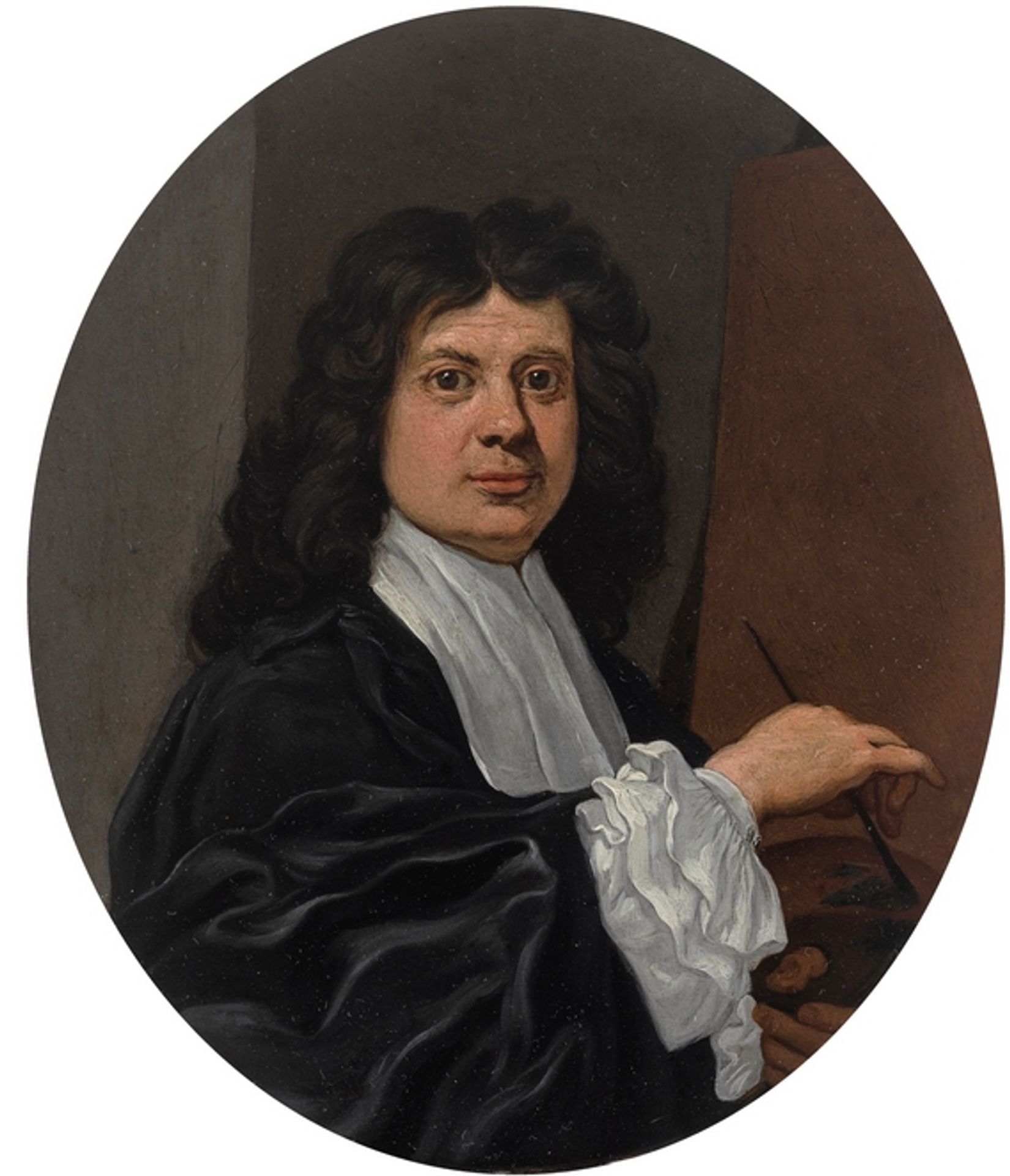 Self Portrait of the Artist Painting and Holding a Palette by Giovanni Battista Gaulli