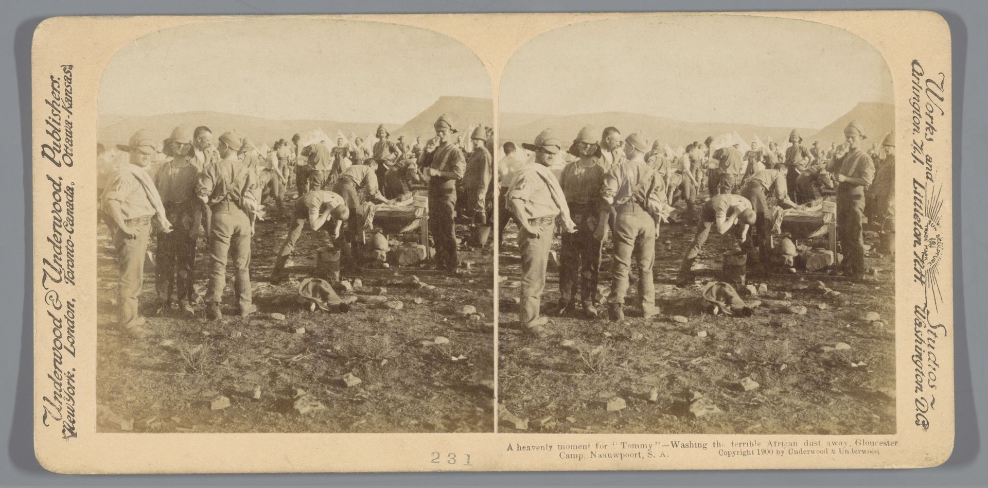 Militairen in een kamp in Zuid-Afrika by Underwood & Underwood