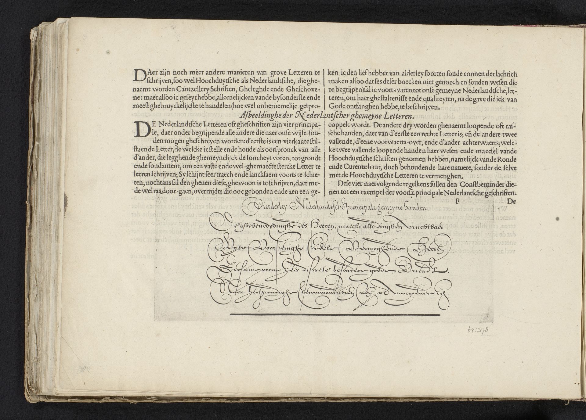 Beschrijving en schrijfvoorbeeld van vier Nederlandse algemene handen by Jan van de Velde I