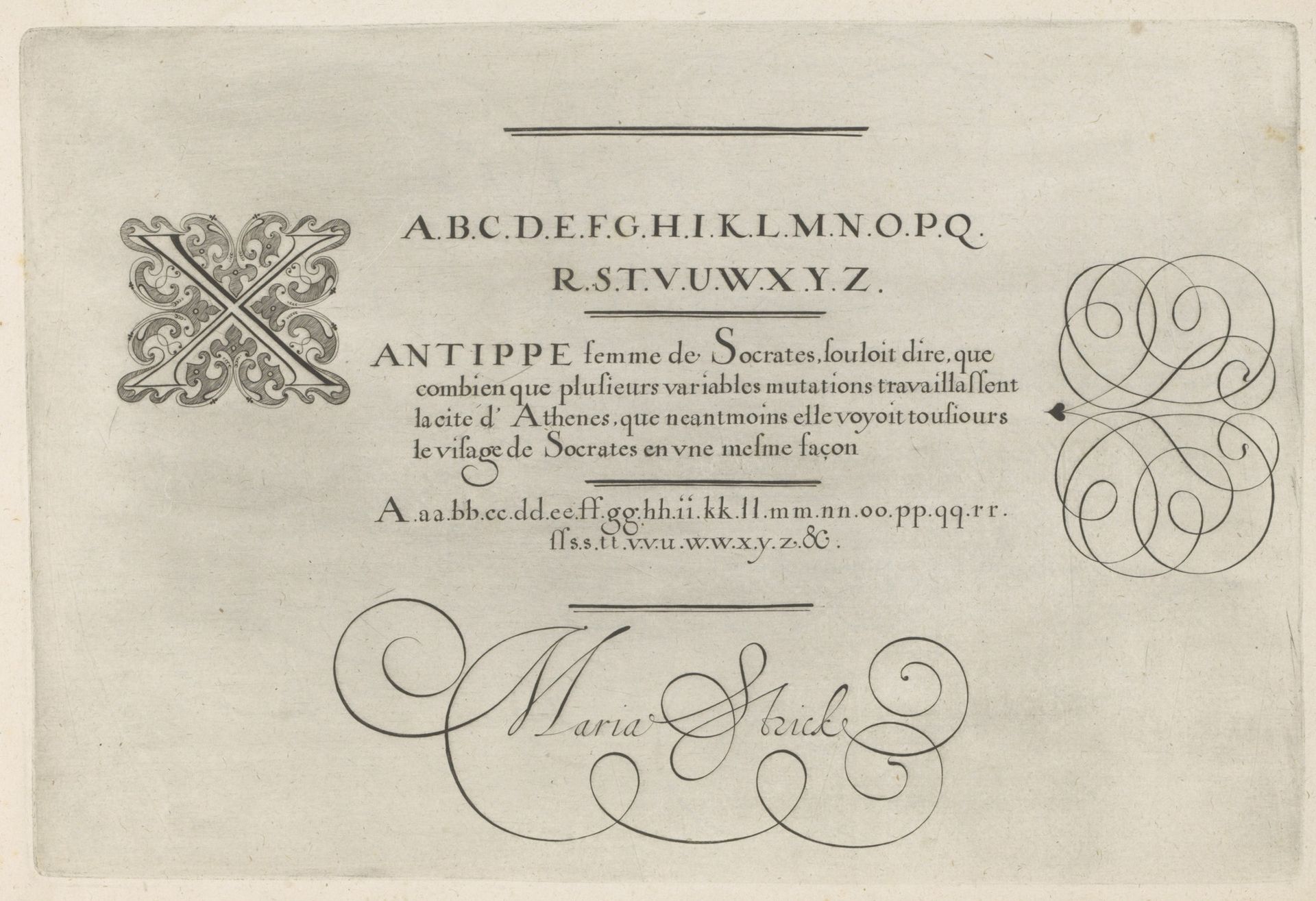 Schrijfvoorbeeld met kapitaal X by Hans Strick