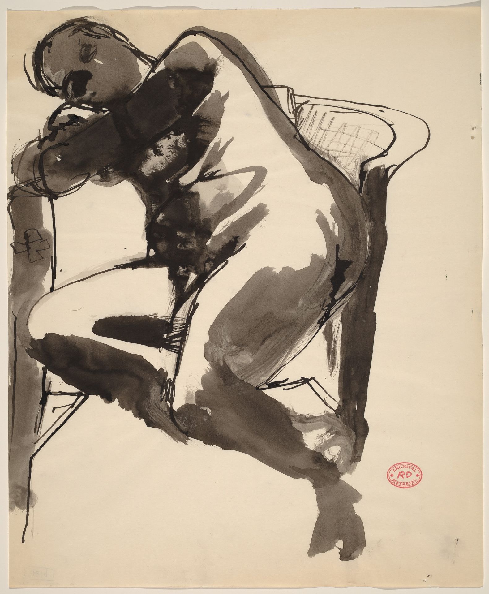 Untitled [seated female nude leaning against chair] by Richard Diebenkorn