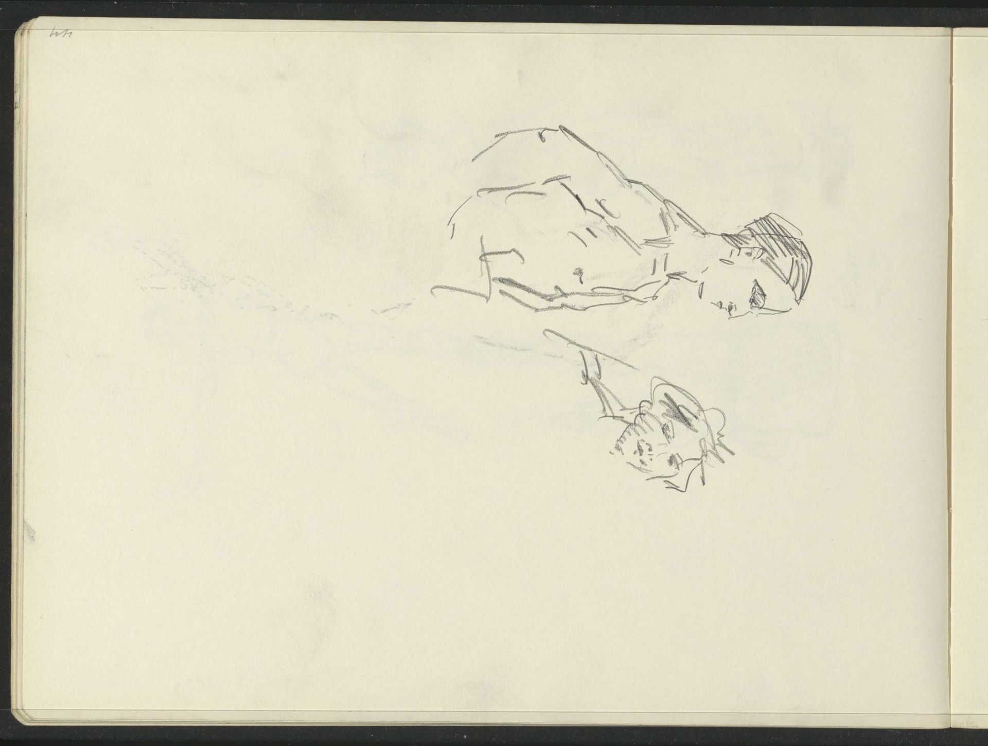 Vrouwenhoofd en een man, in profiel by Isaac Israels