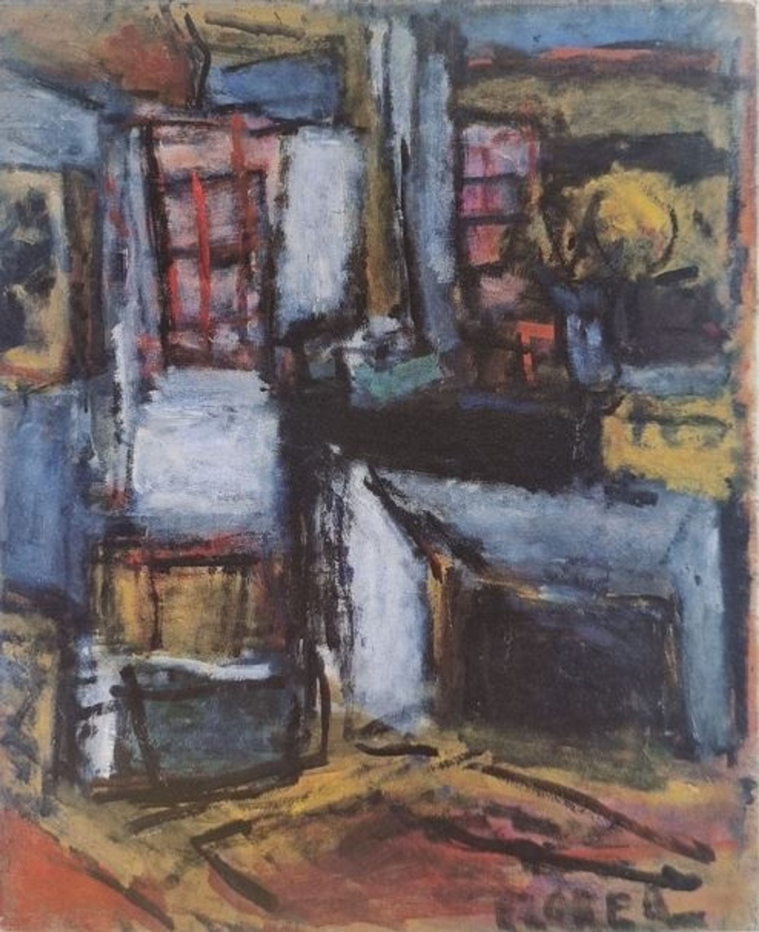 Bela Czobel Interior with Chimney 1959 by Bela Czobel