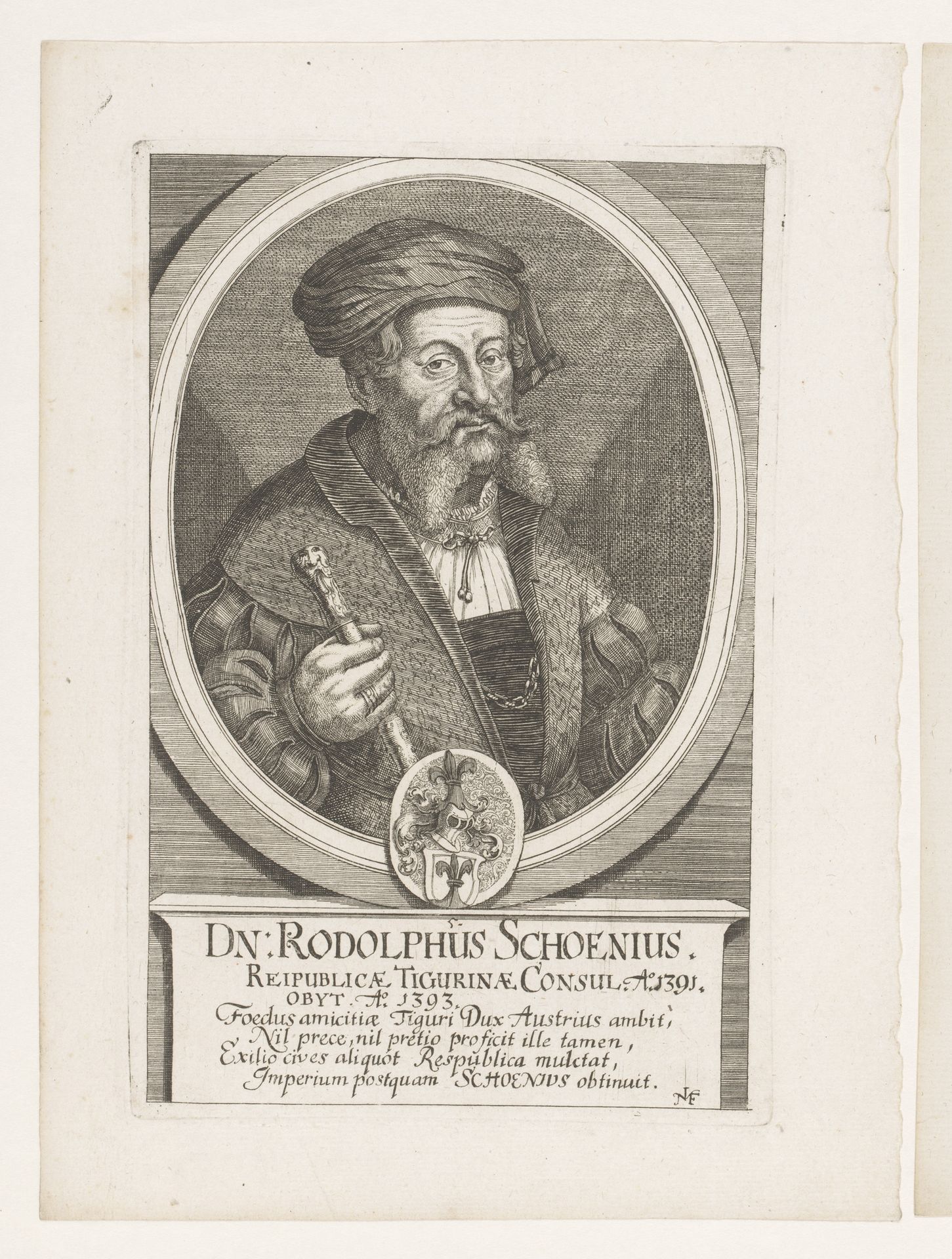 Portret van Rodolphus Schoenius by Johannes (II) Meyer