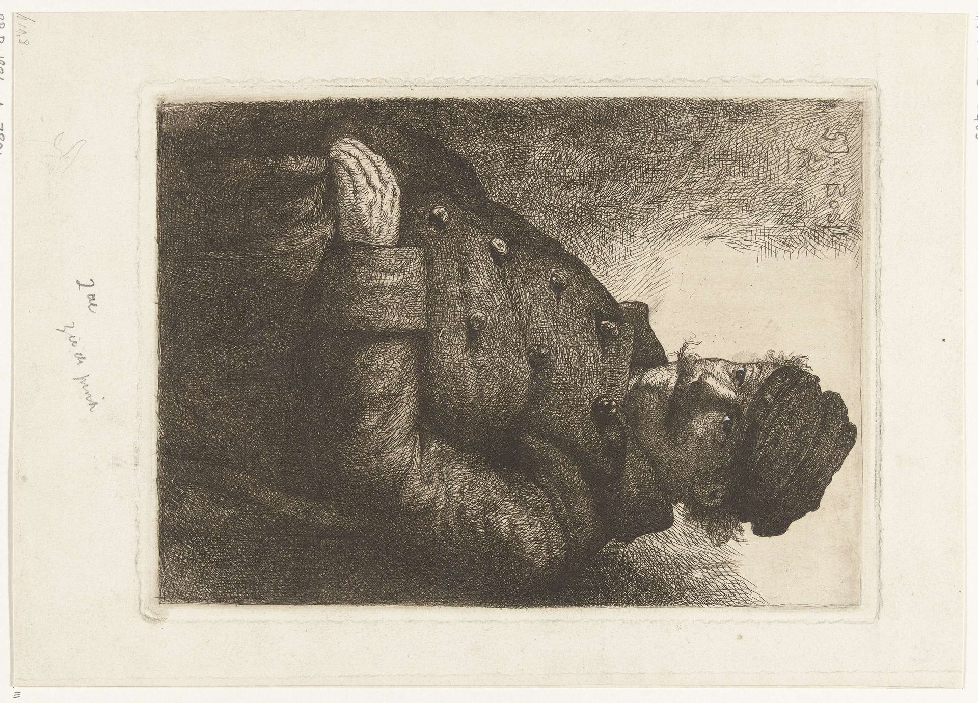 Zittende man met pet op by Gerard Jan Bos