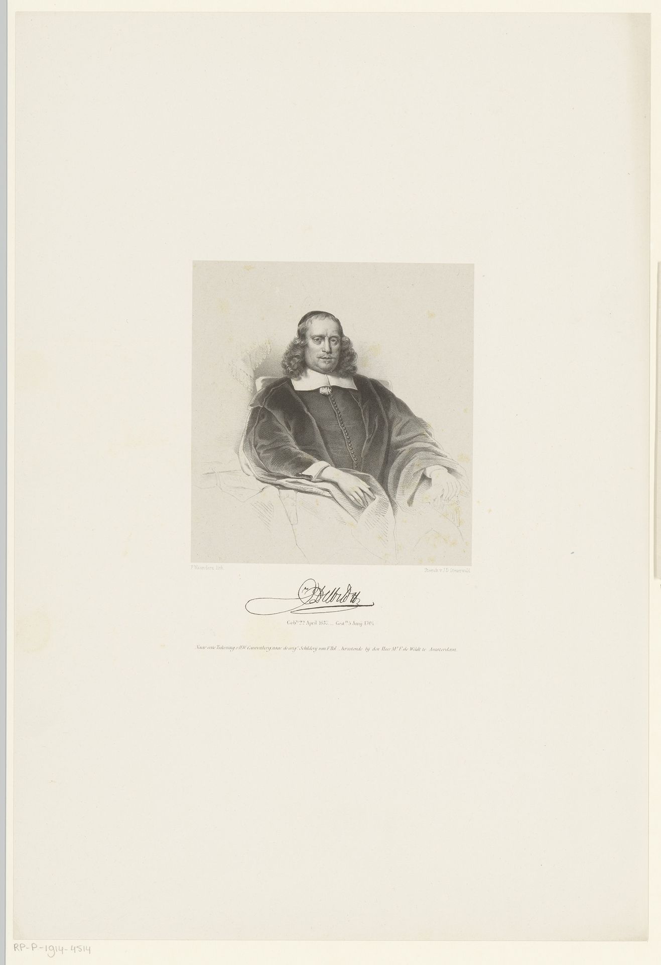 Portret van Hiob de Wildt by Franciscus Bernardus Waanders