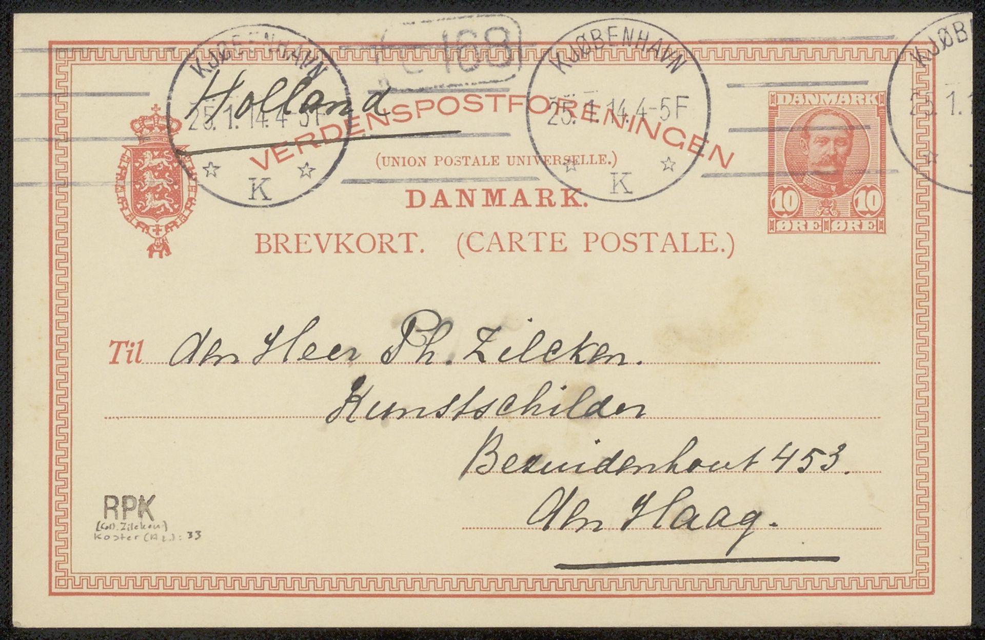 Briefkaart aan Philip Zilcken by Anton L. Koster
