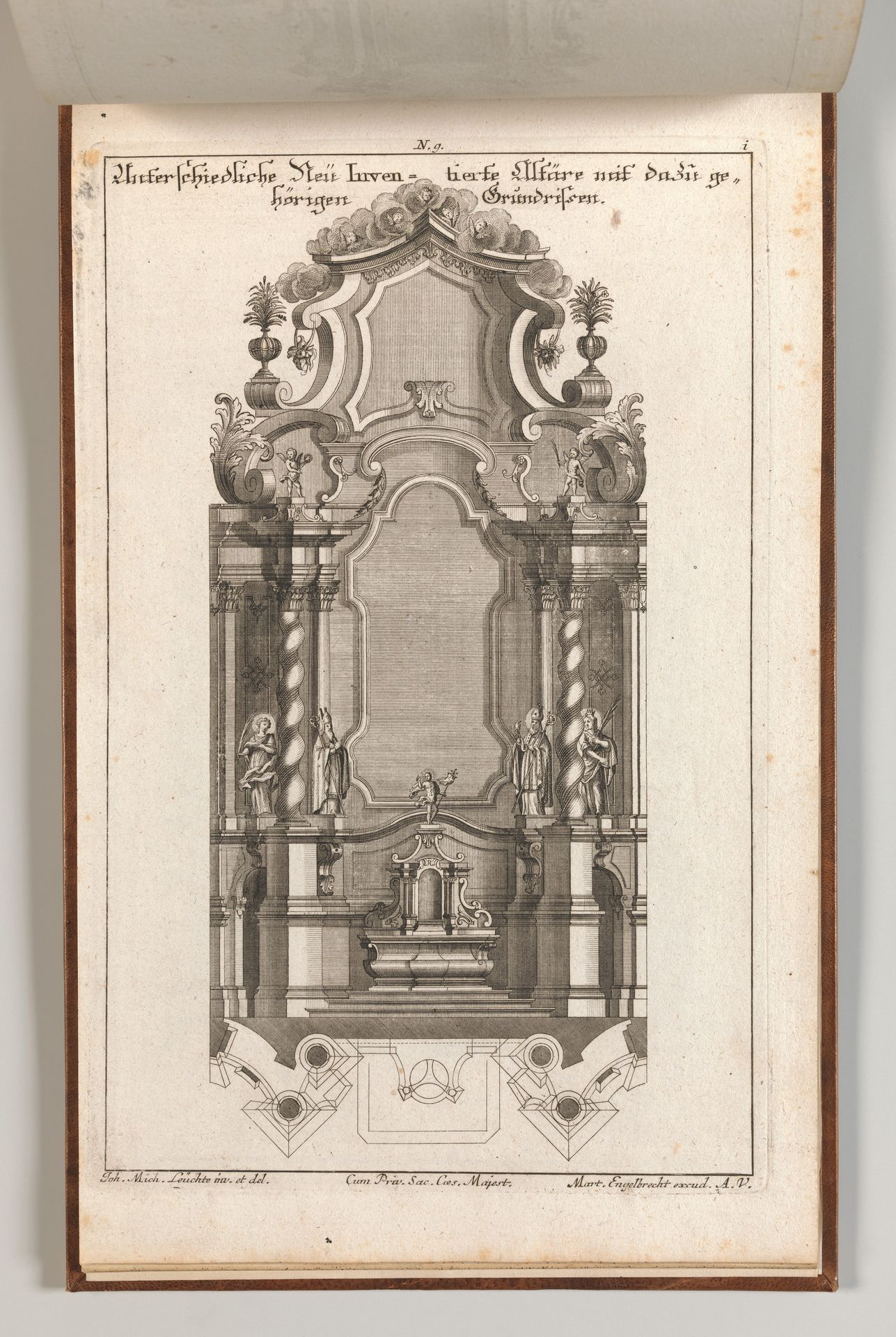 Design for a Monumental Altar, Plate i from 'Unterschiedliche Neu Inventierte Altäre mit darzu gehörigen Profillen u. Grundrißen.' by Johann Michael Leüchte