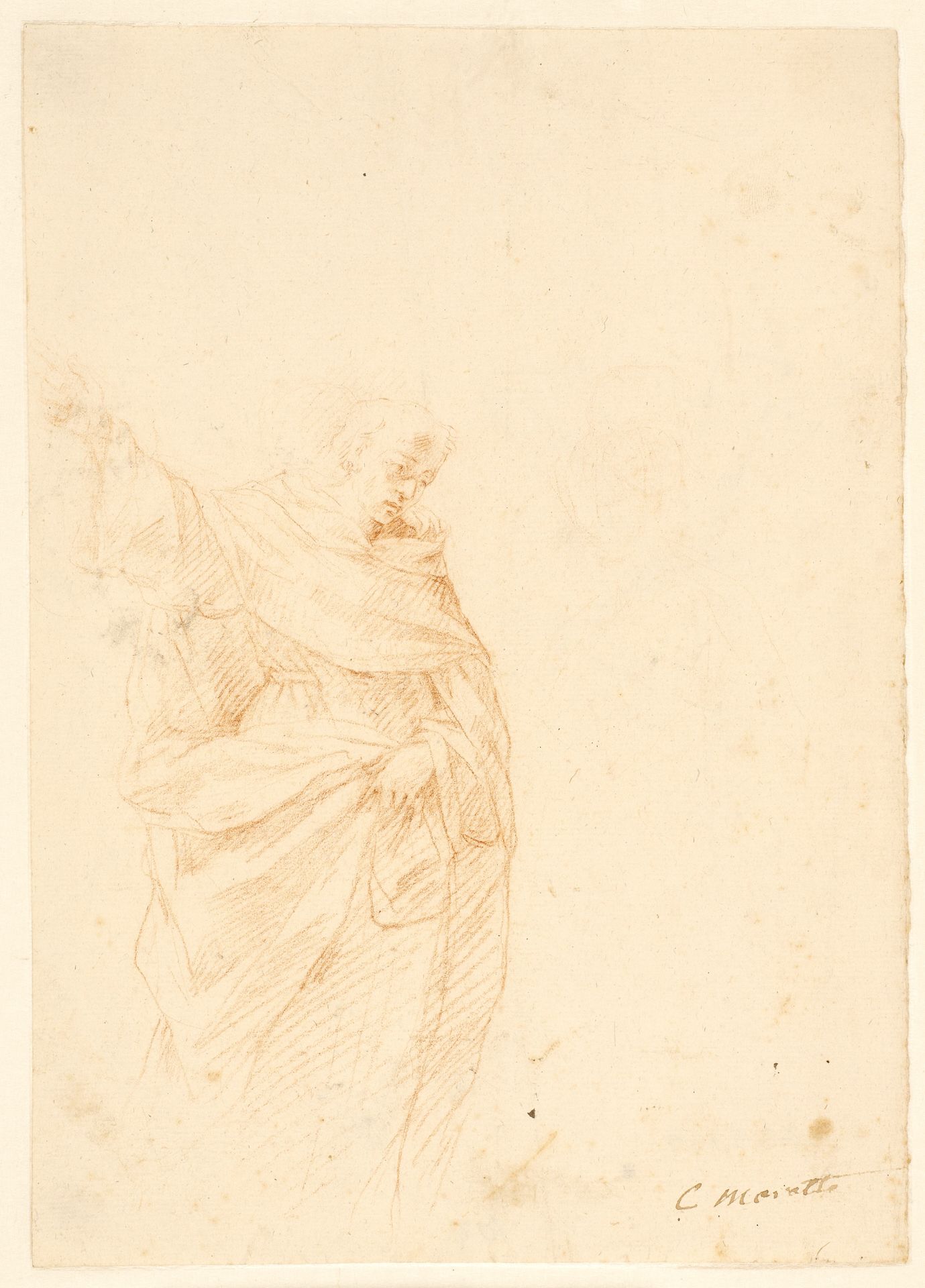Clerical saint pointing upwards by Anonymous