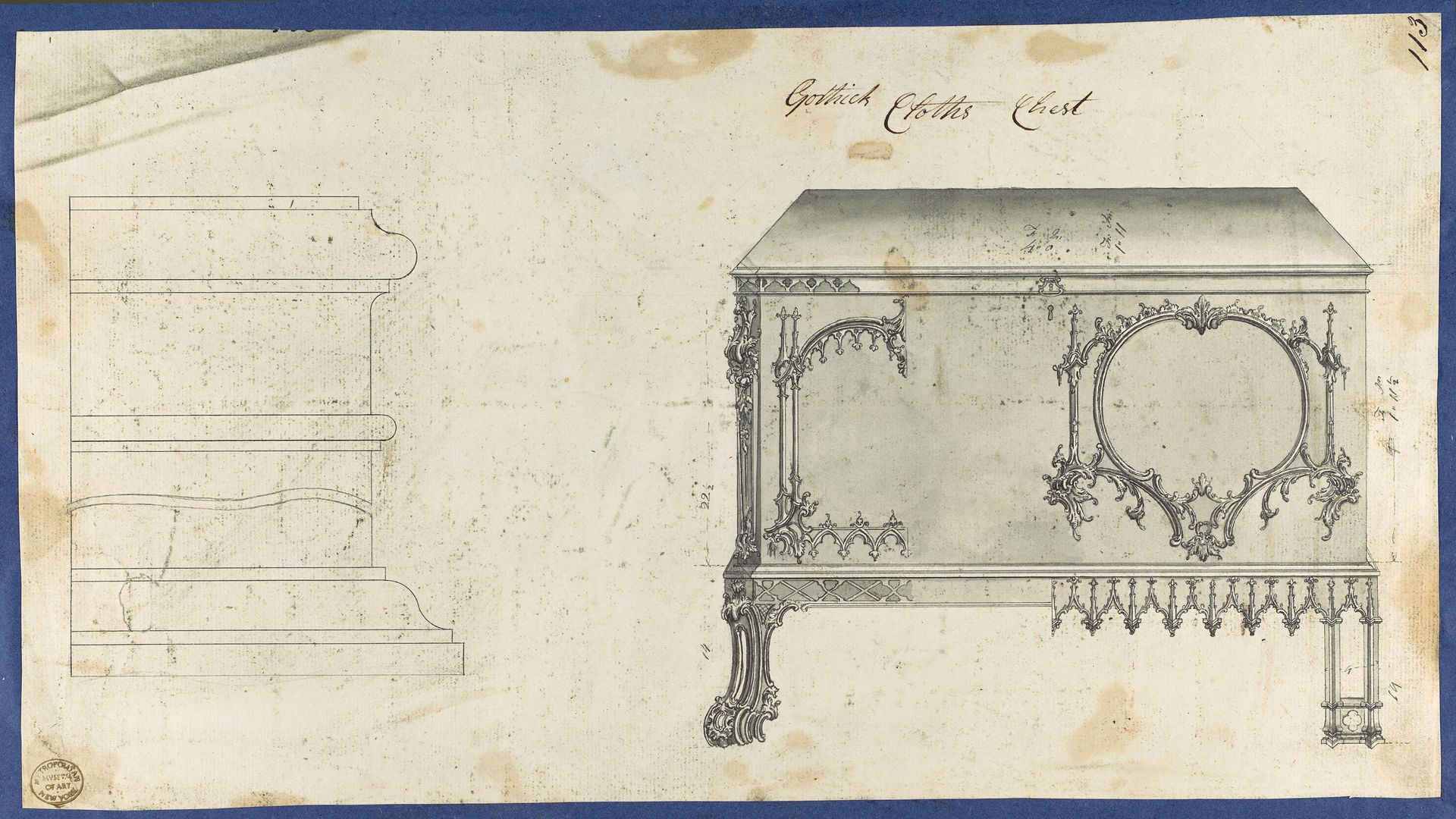 Gothic Clothes Chest, from Chippendale Drawings, Vol. II by Thomas Chippendale
