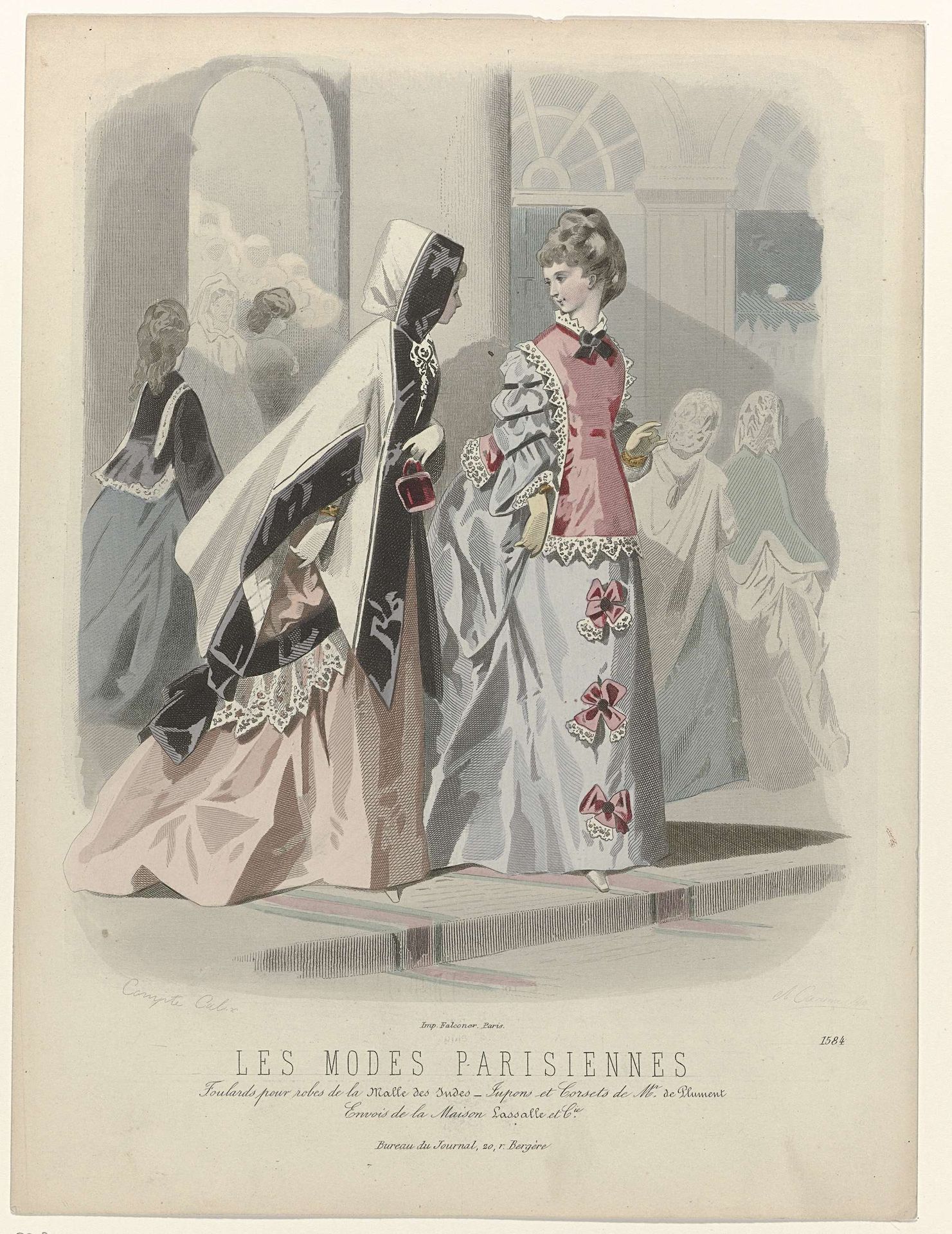 Les Modes Parisiennes, 1871-1872, No. 1584: Foulards pour robes (...) by Carrache