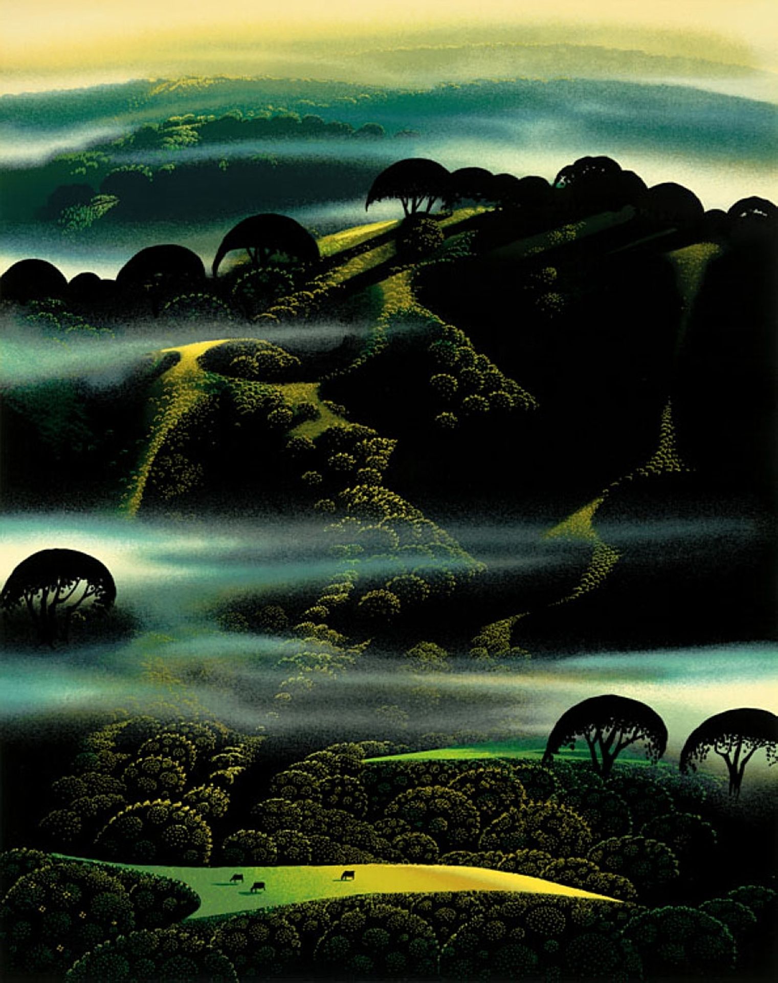 Fog Draped hills by Eyvind Earle