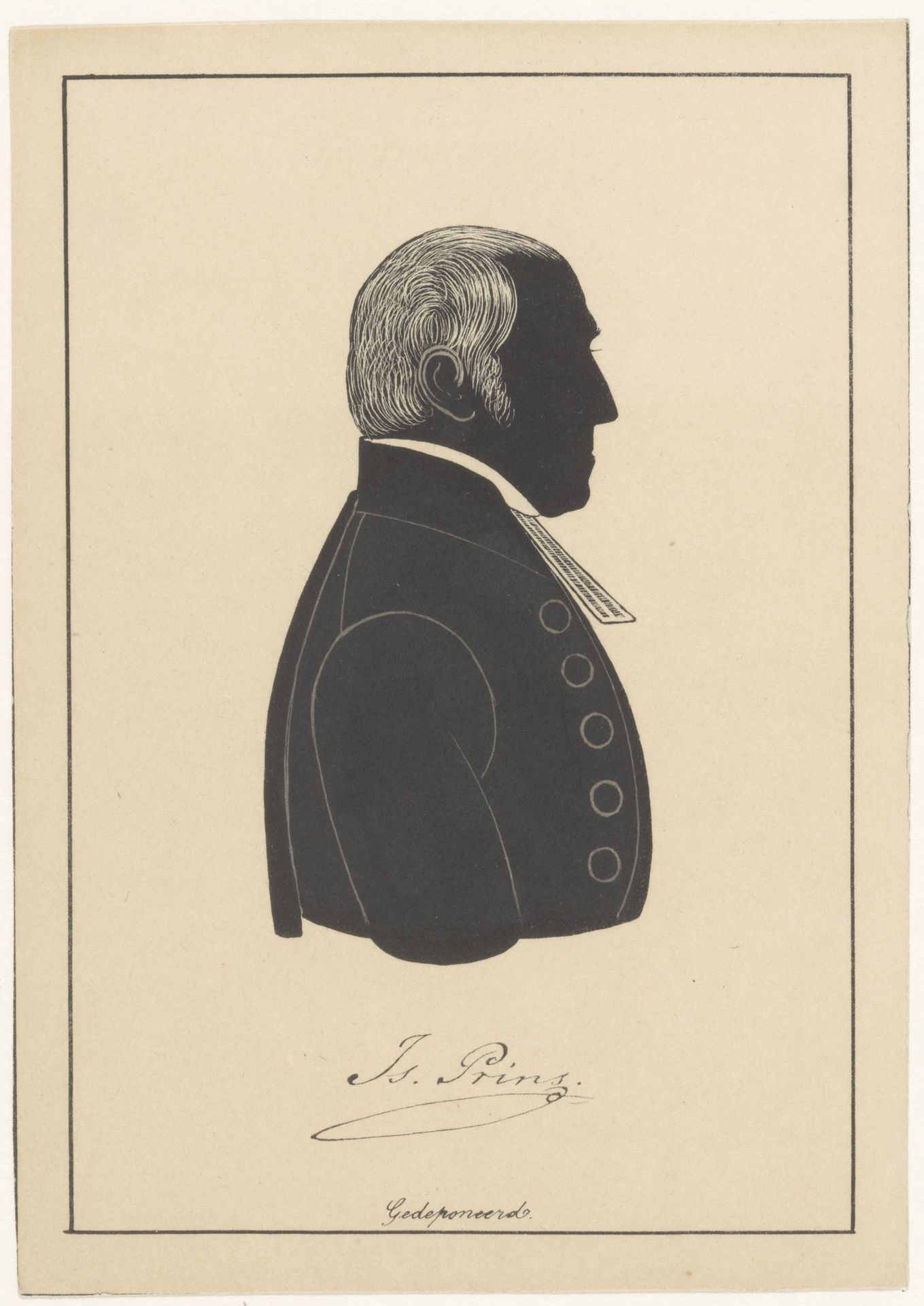 Silhouetportret van Isaac Prins by Pieter (IV) Barbiers