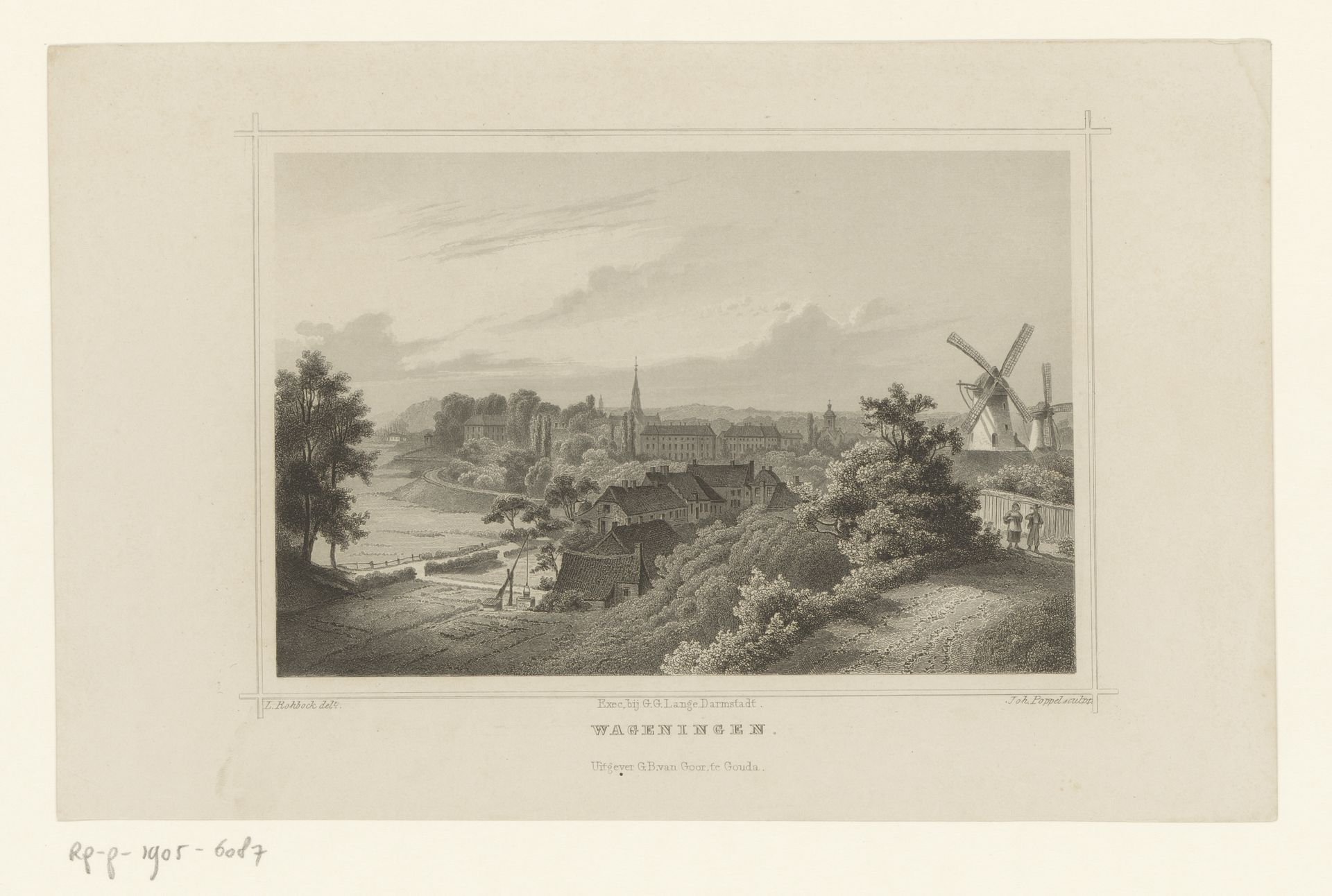 Gezicht op Wageningen by Johann Gabriel Friedrich Poppel