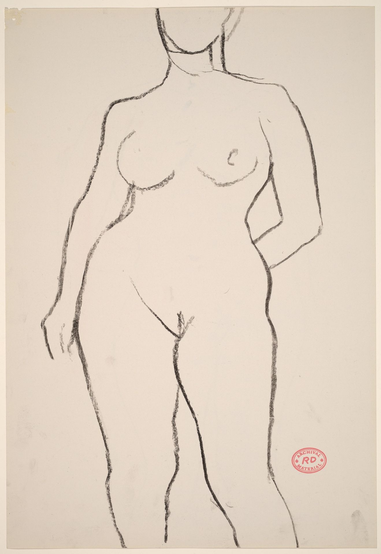Untitled [front view of nude with left hand behind her back] [recto] by Richard Diebenkorn