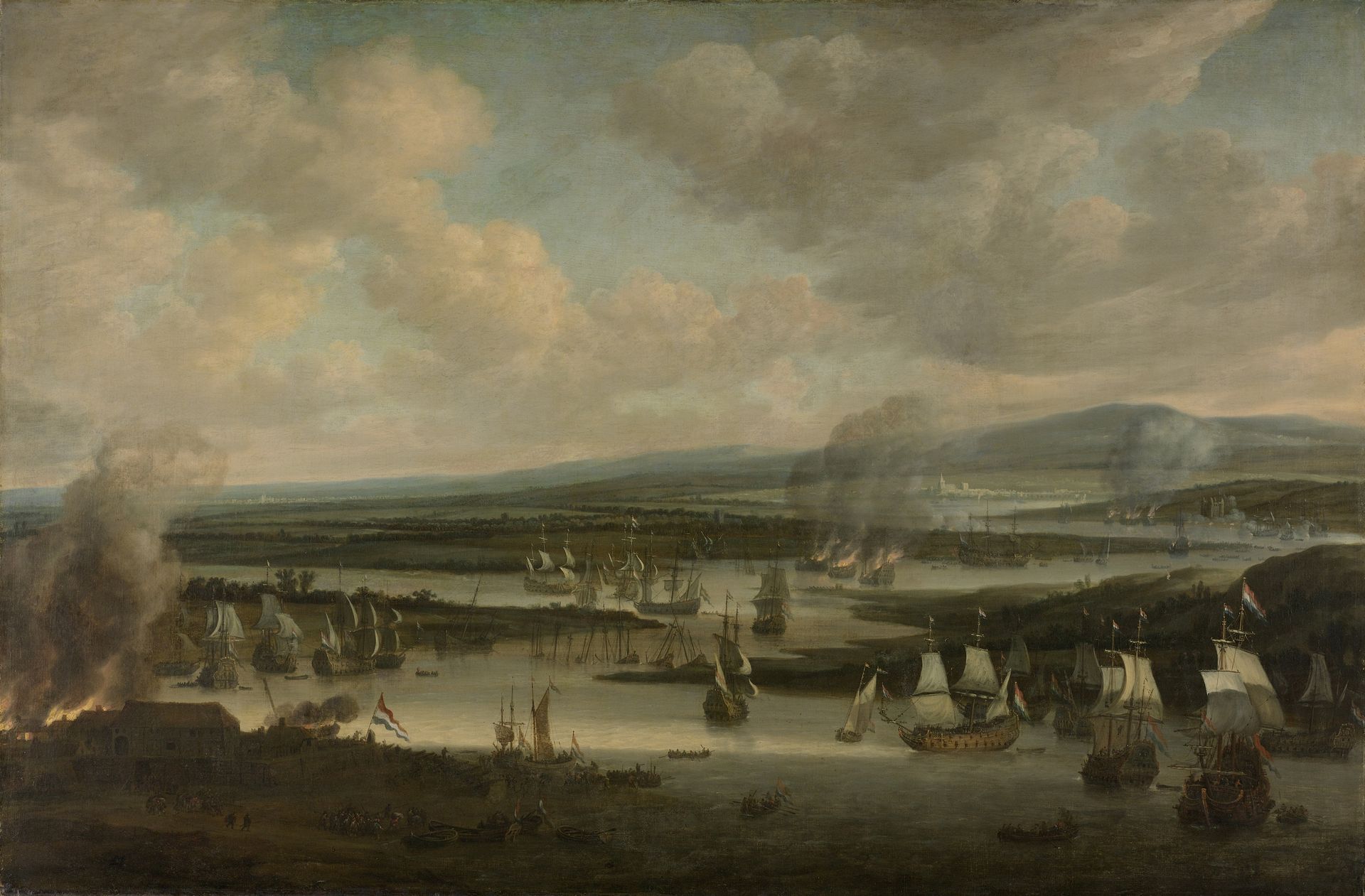 Burning of the English Fleet near Chatham (19-24 June 1667) by Willem Schellinks