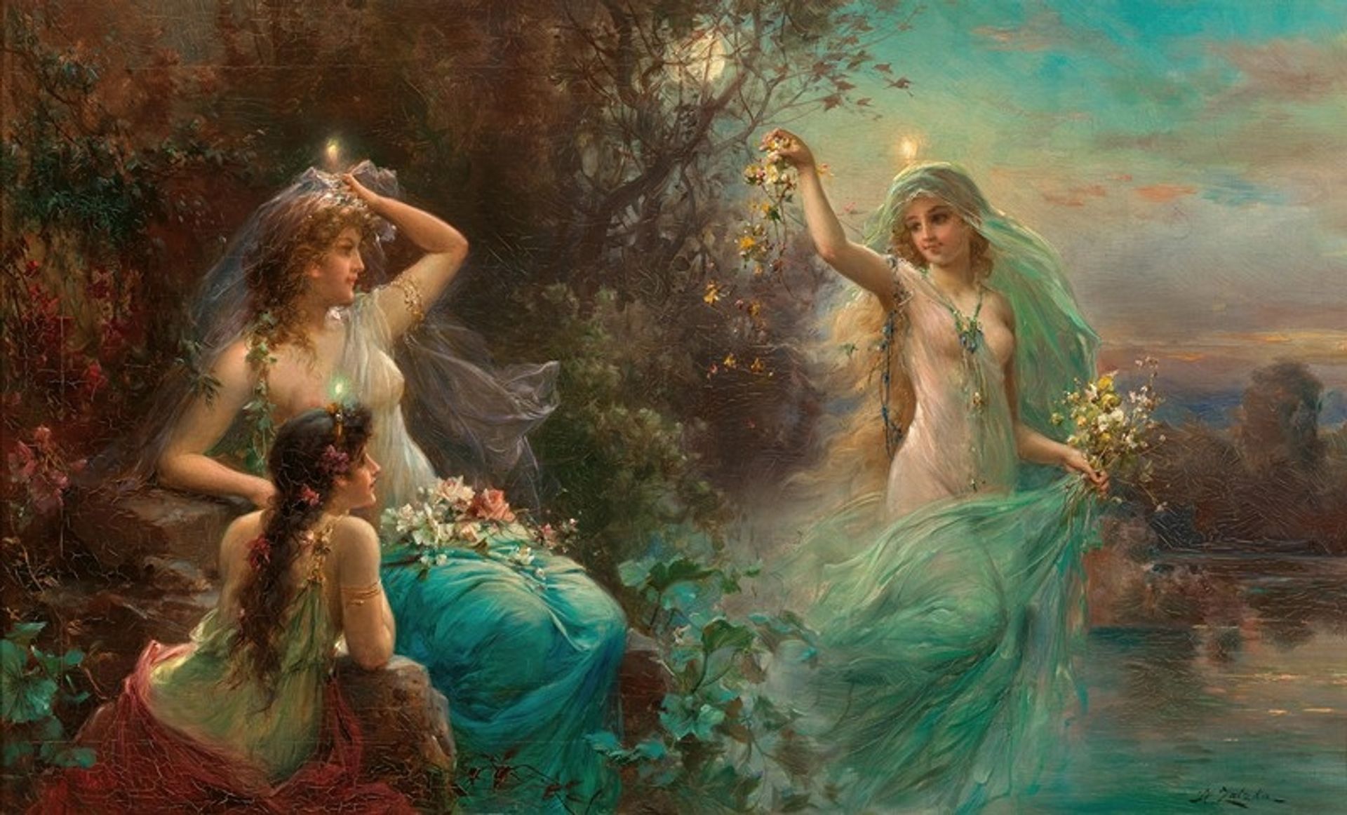 Nymphs at Dawn by Hans Zatzka