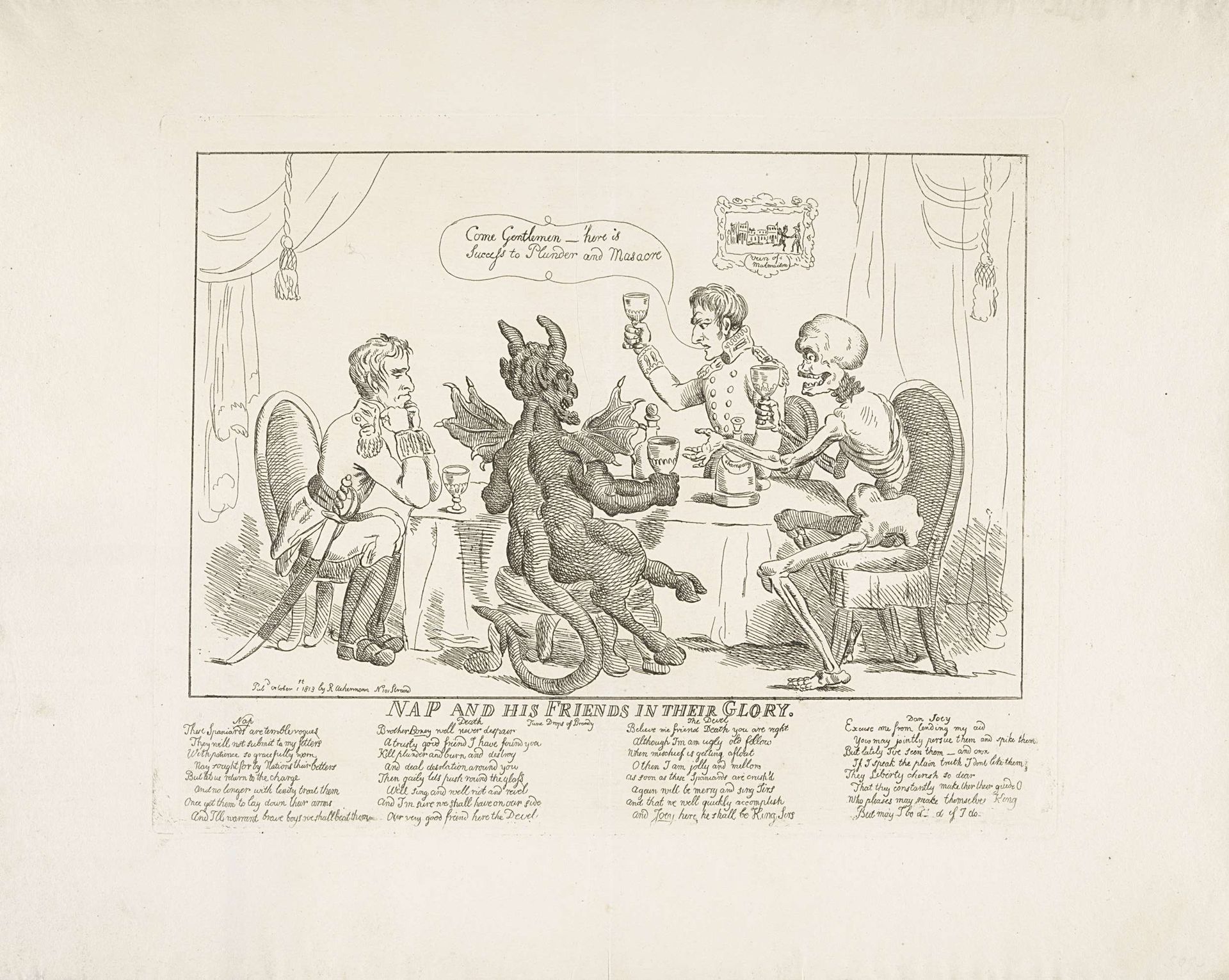 Napoleon en zijn vrienden in hun glorie, 1813 by Thomas Rowlandson