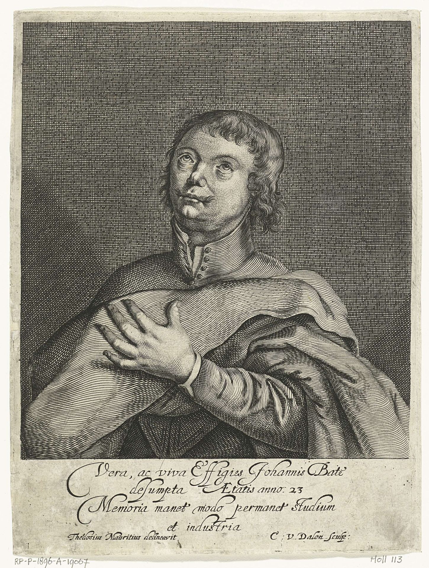 Portret van schrijver John Bate op 23-jarige leeftijd by Cornelis van Dalen I