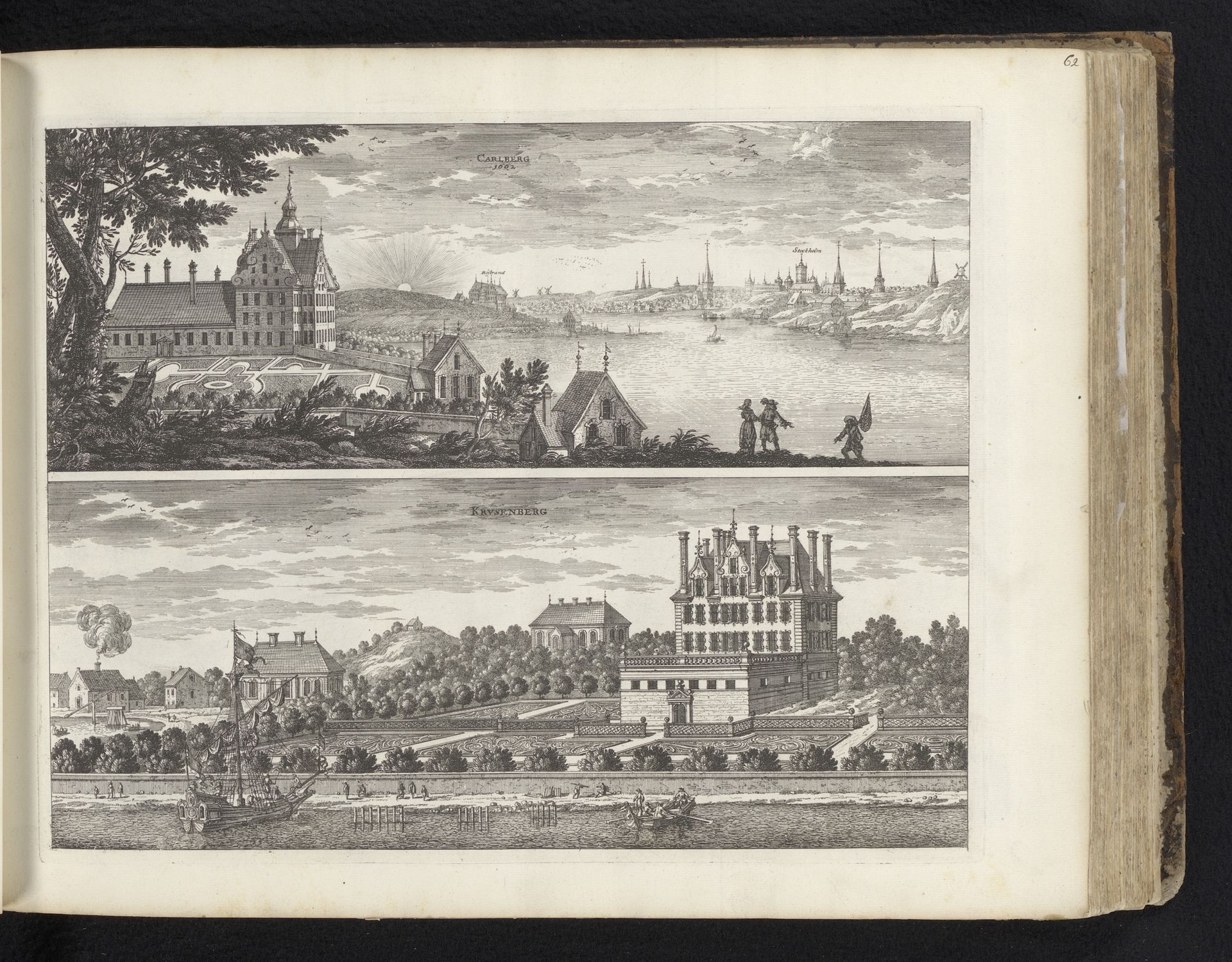 Gezicht op slot Karlberg en het herenhuis Krusenberg by Nicolas Perelle