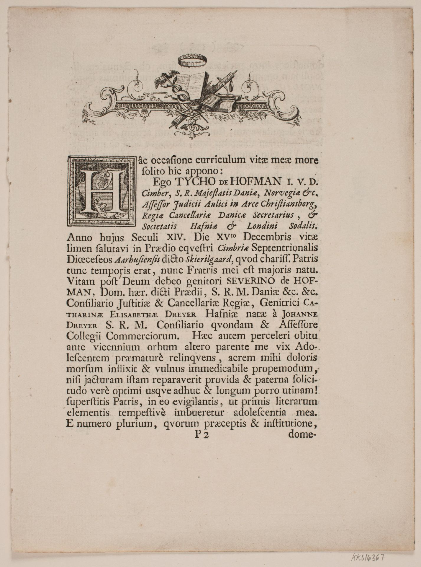 Vignet med Bog, Krans og Fasces by Odvardt Helmoldt de Lode