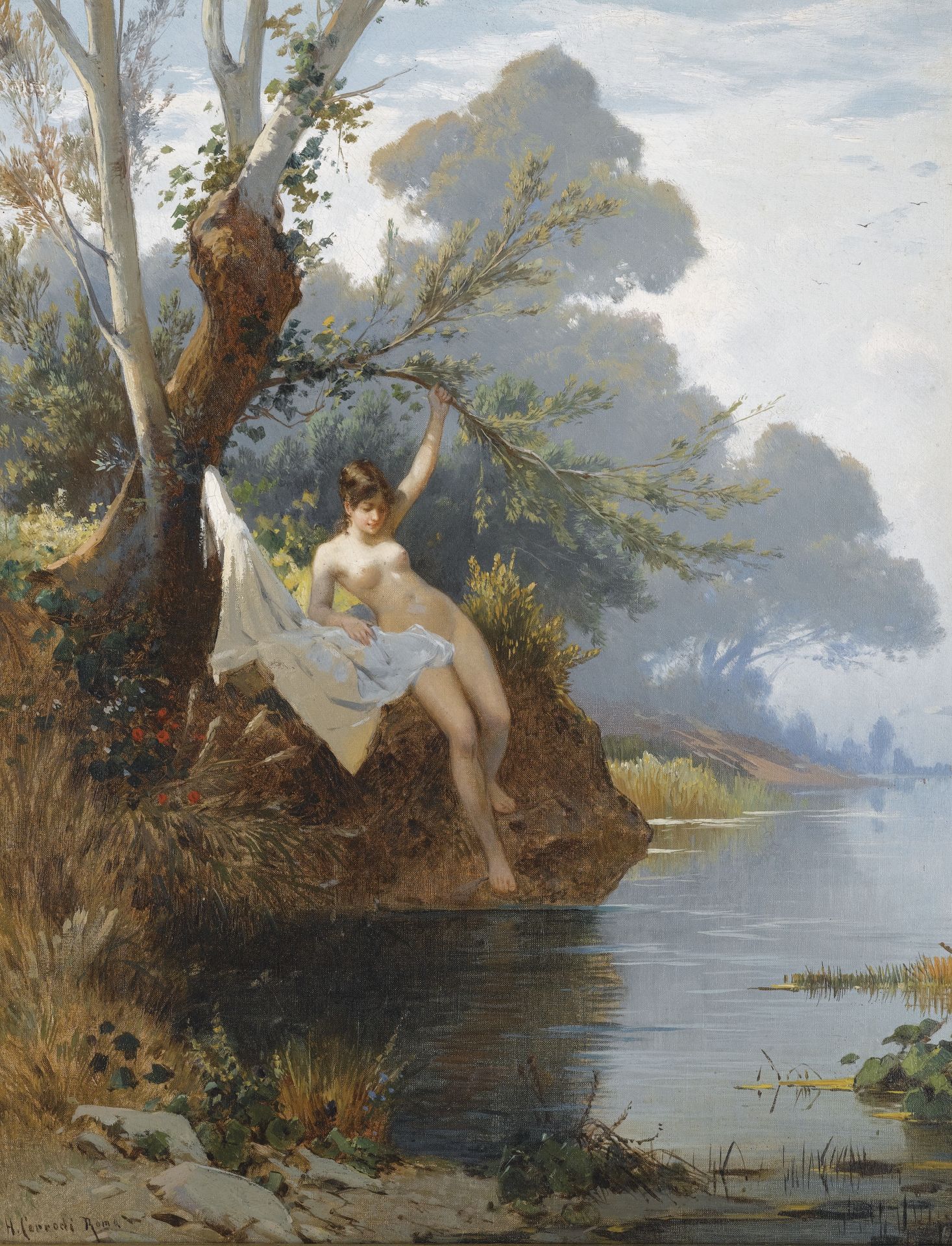 By the Riverbank by Hermann David Salomon Corrodi