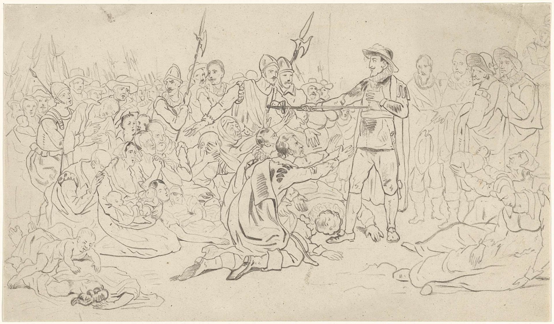 De zelfopoffering van burgemeester Pieter van der Werff, 1574 by Anonymous