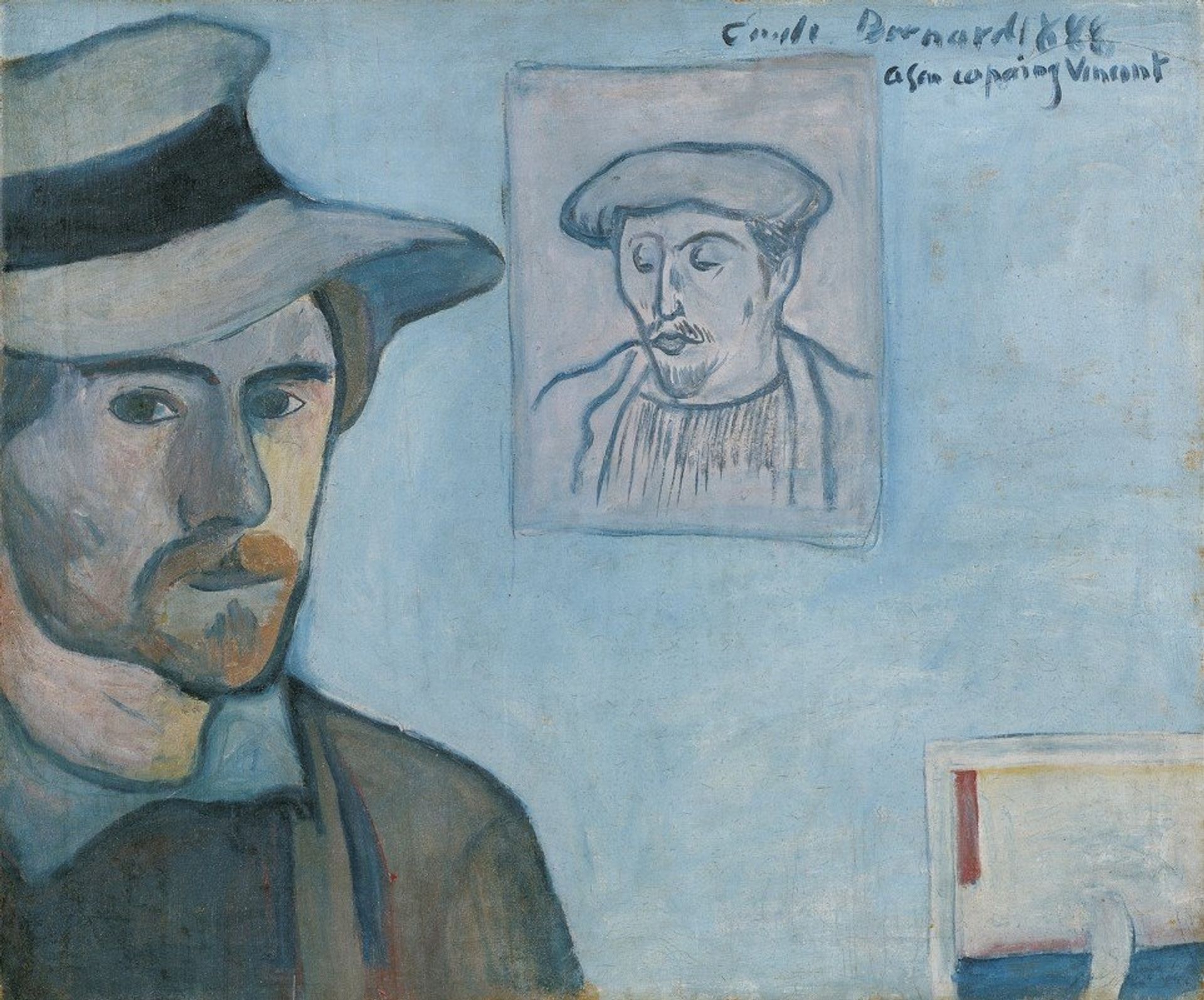 Self-portrait with portrait of Gauguin by Emile Bernard