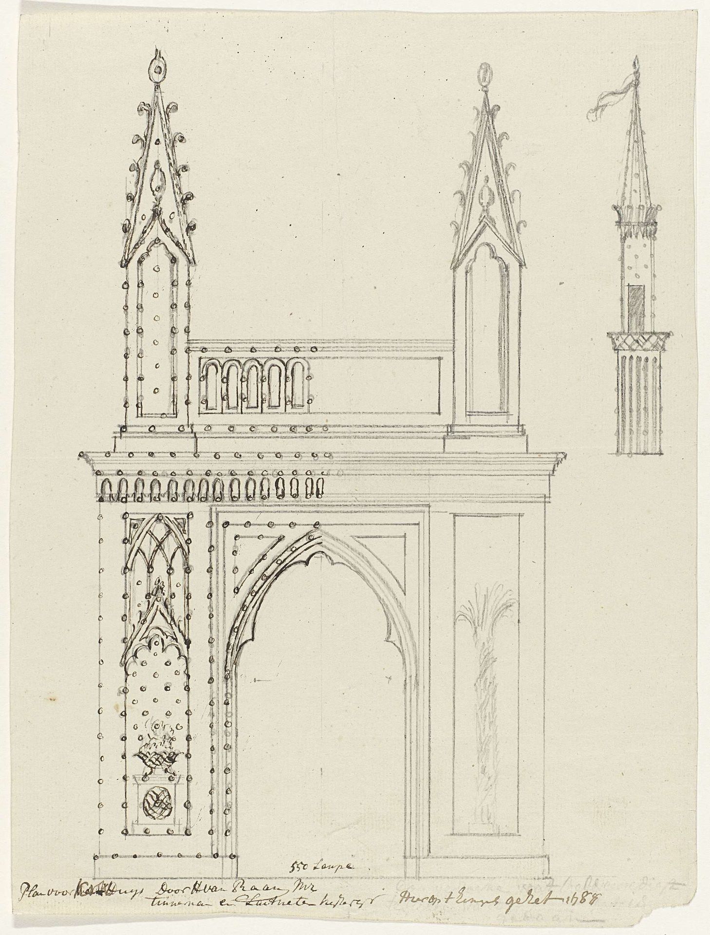 Ontwerp voor illuminatie van een huis te Amsterdam, 1788 by Hendrik G. van Raan