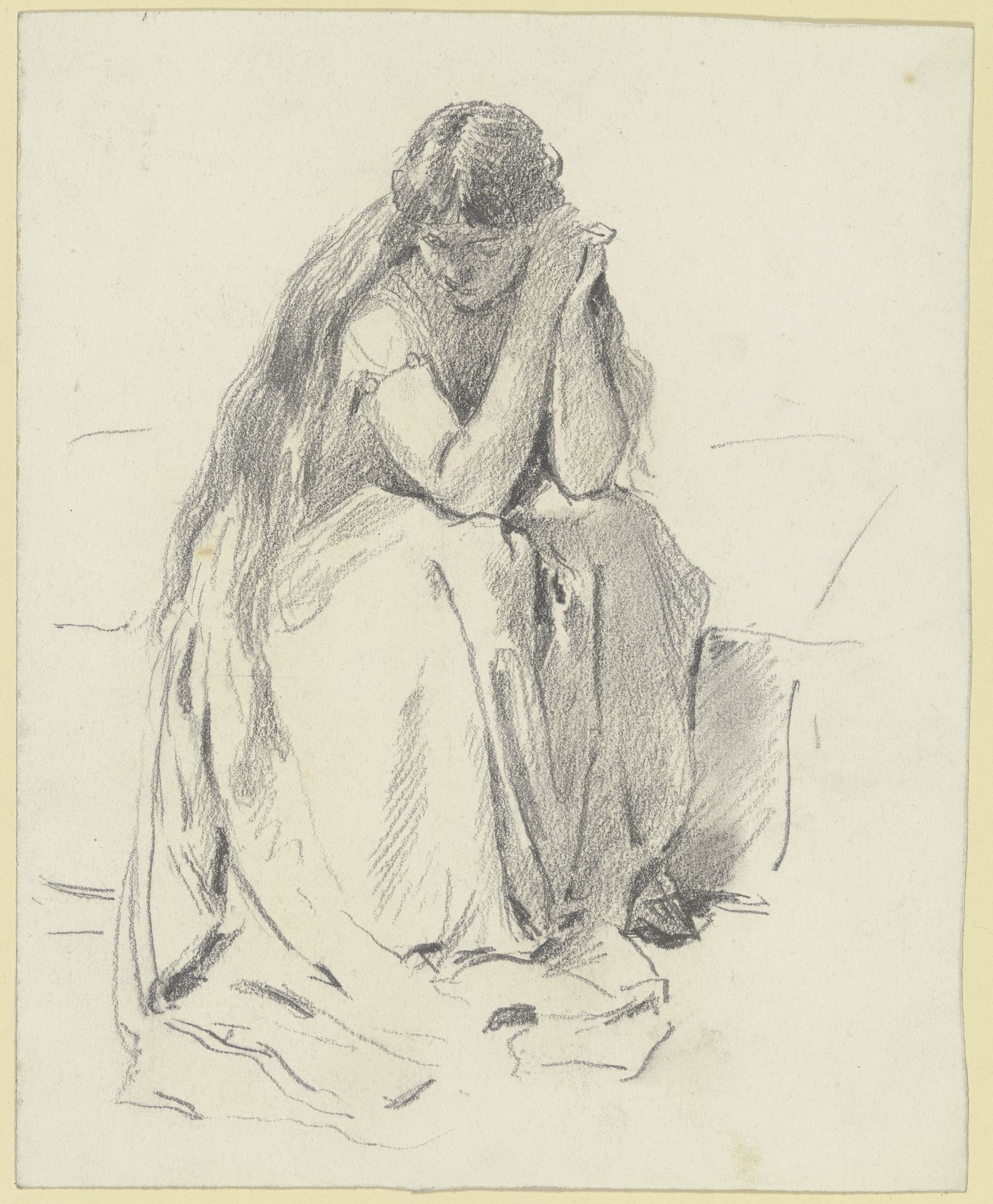 Sitzende Frau mit langem Haar (Loreley) by Otto Scholderer