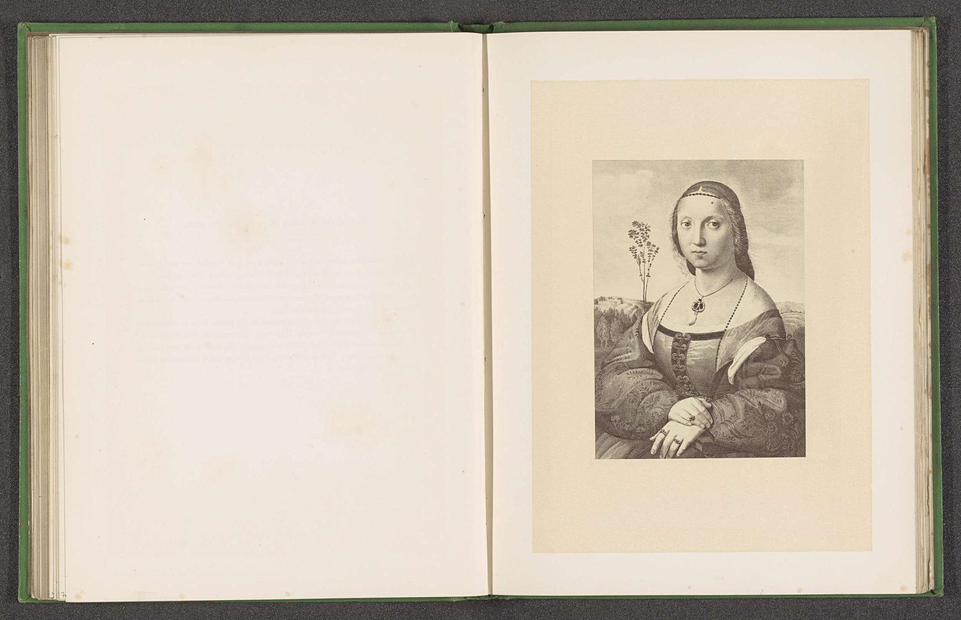 Fotoreproductie van een prent door Delfini van het portret van Maddalena Strozzi door Rafaël by Joseph Cundall