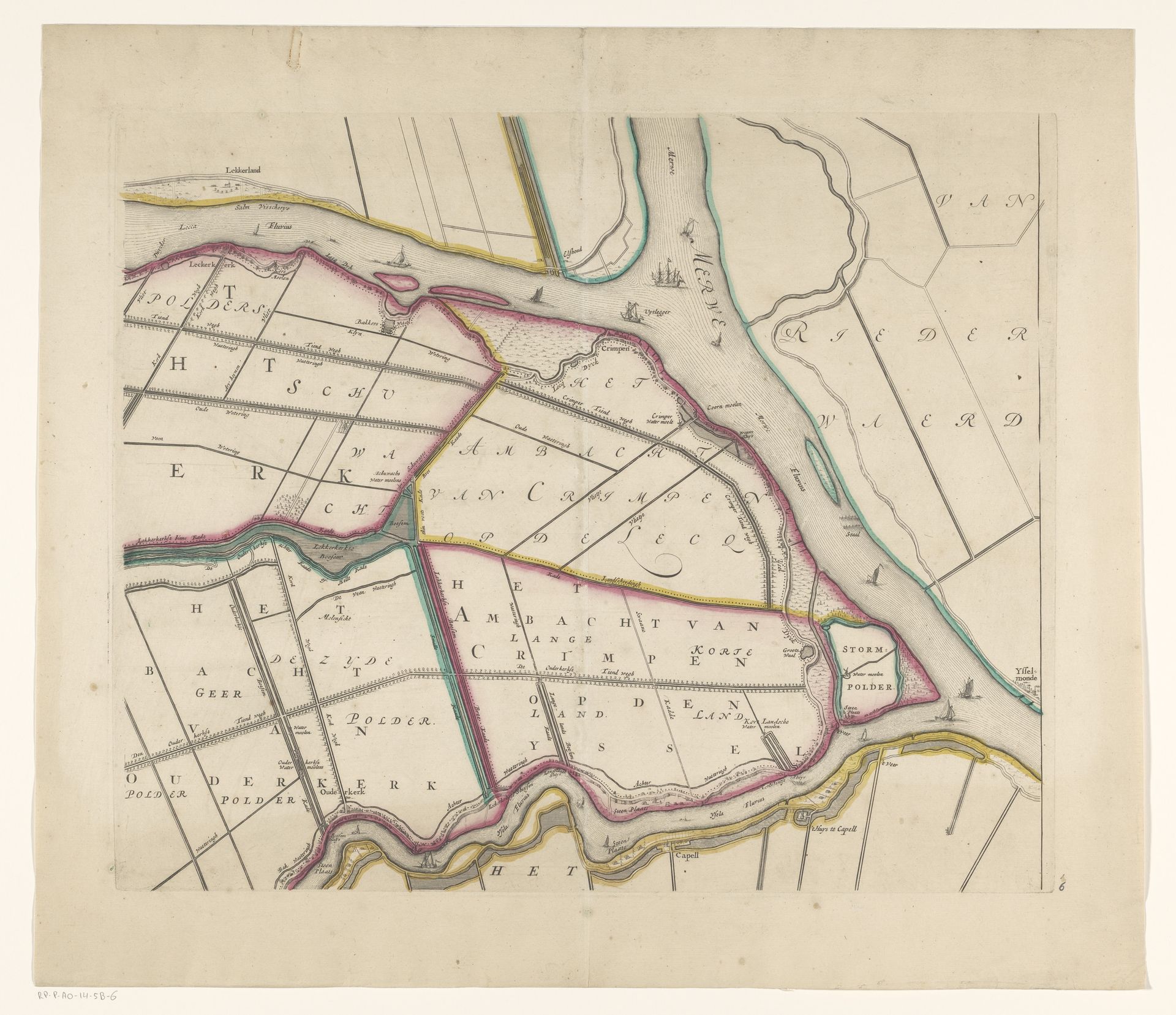 Kaart van het Hoogheemraadschap van de Krimpenerwaard (derde deel van kaart) by Johannes Leupenius