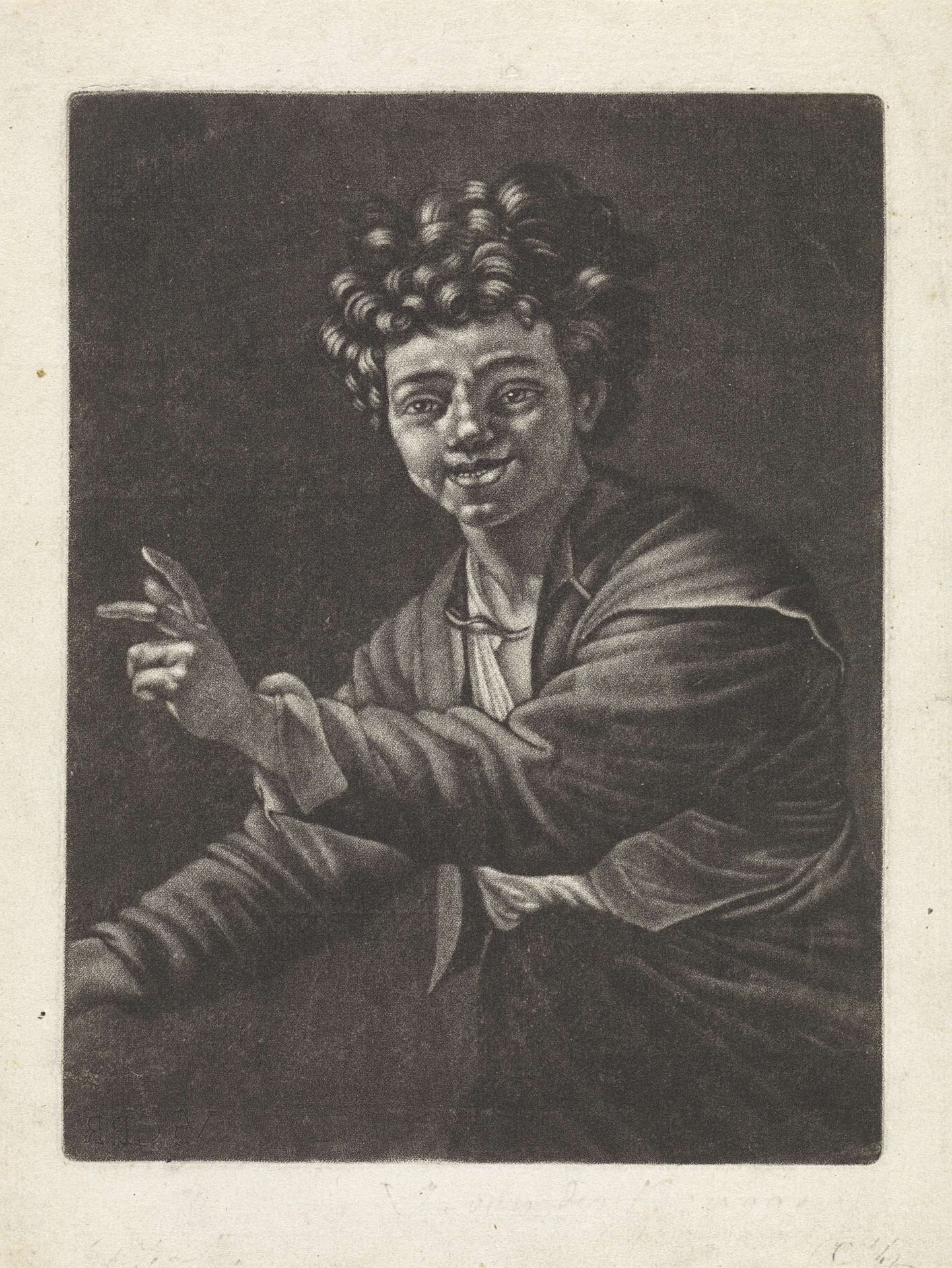 Lachende jongen met krullend haar by Jan van der Bruggen