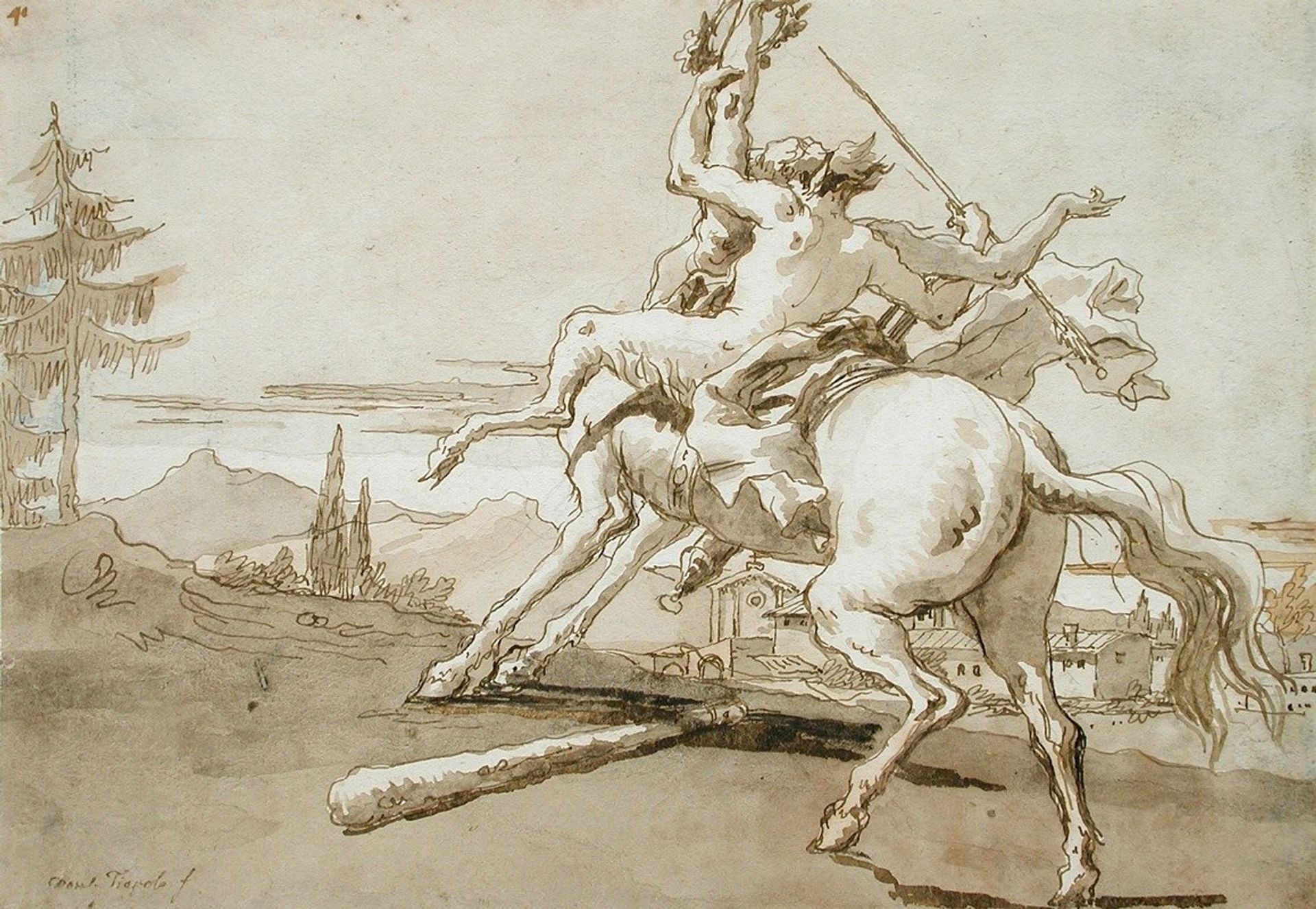 Centaur Arrested in Flight, a Female Faun on His Back by Giovanni Domenico Tiepolo