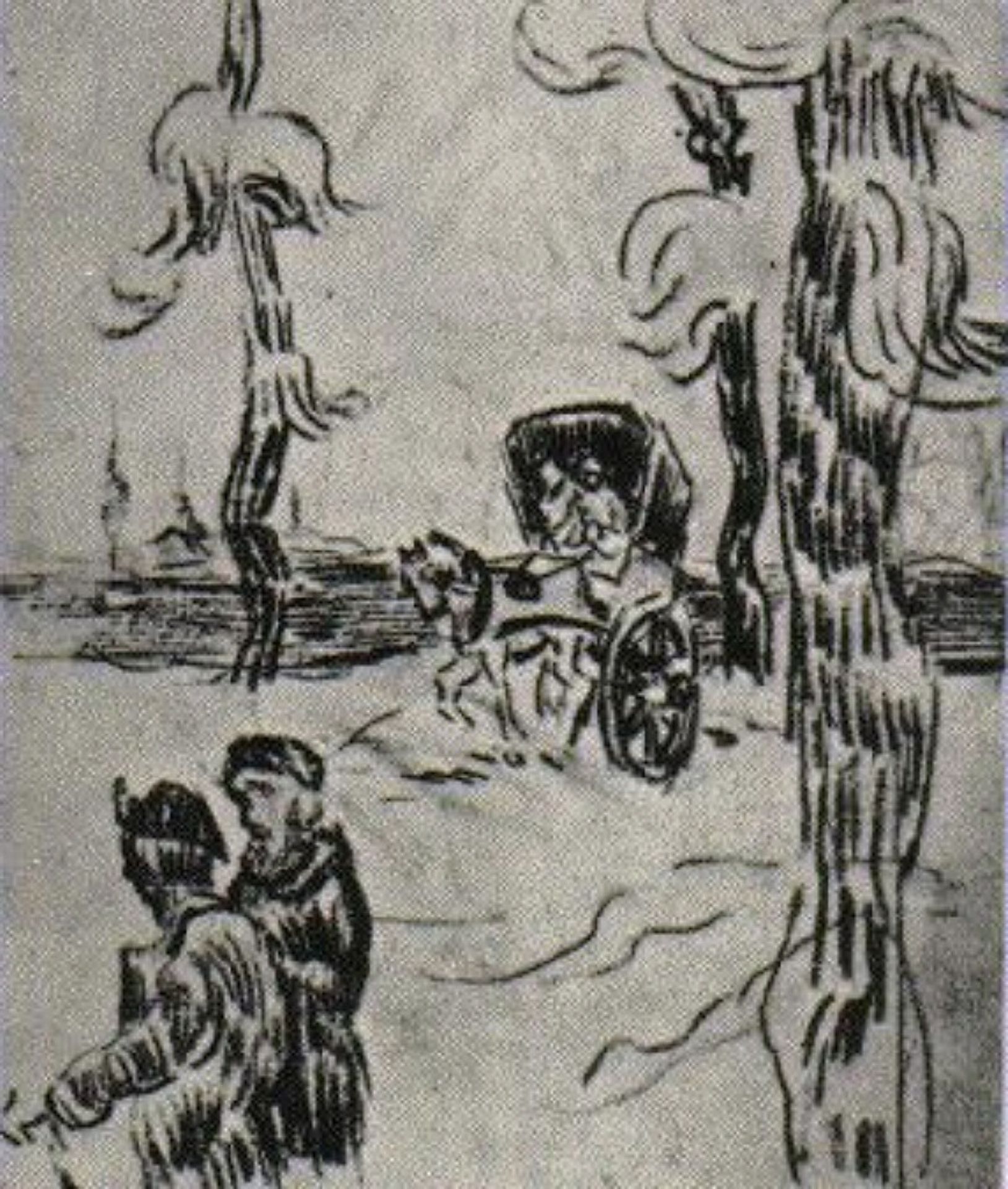 Carriage and Two Figures on a Road by Vincent van Gogh