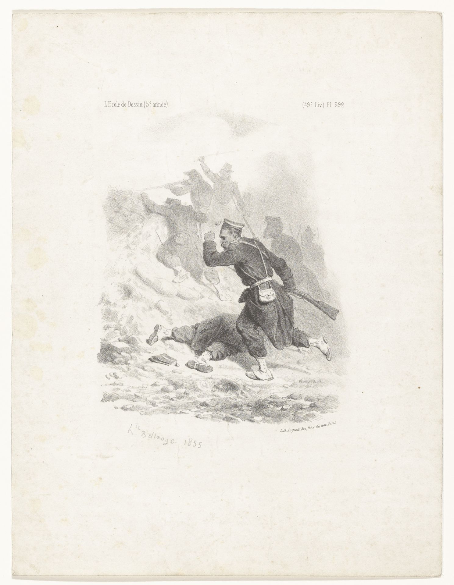 Aanval in een loopgraaf by Hippolyte Bellangé