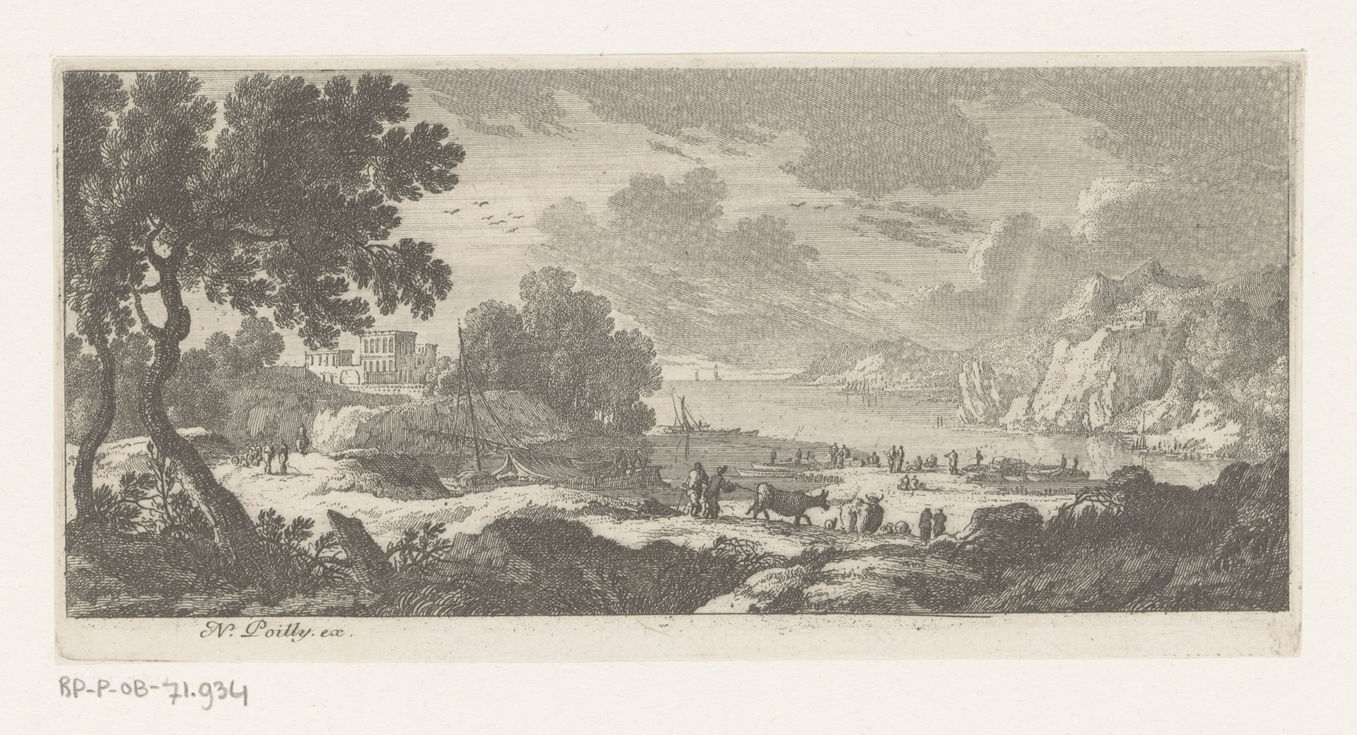 Kustlandschap met herders met koeien by Nicolas Perelle