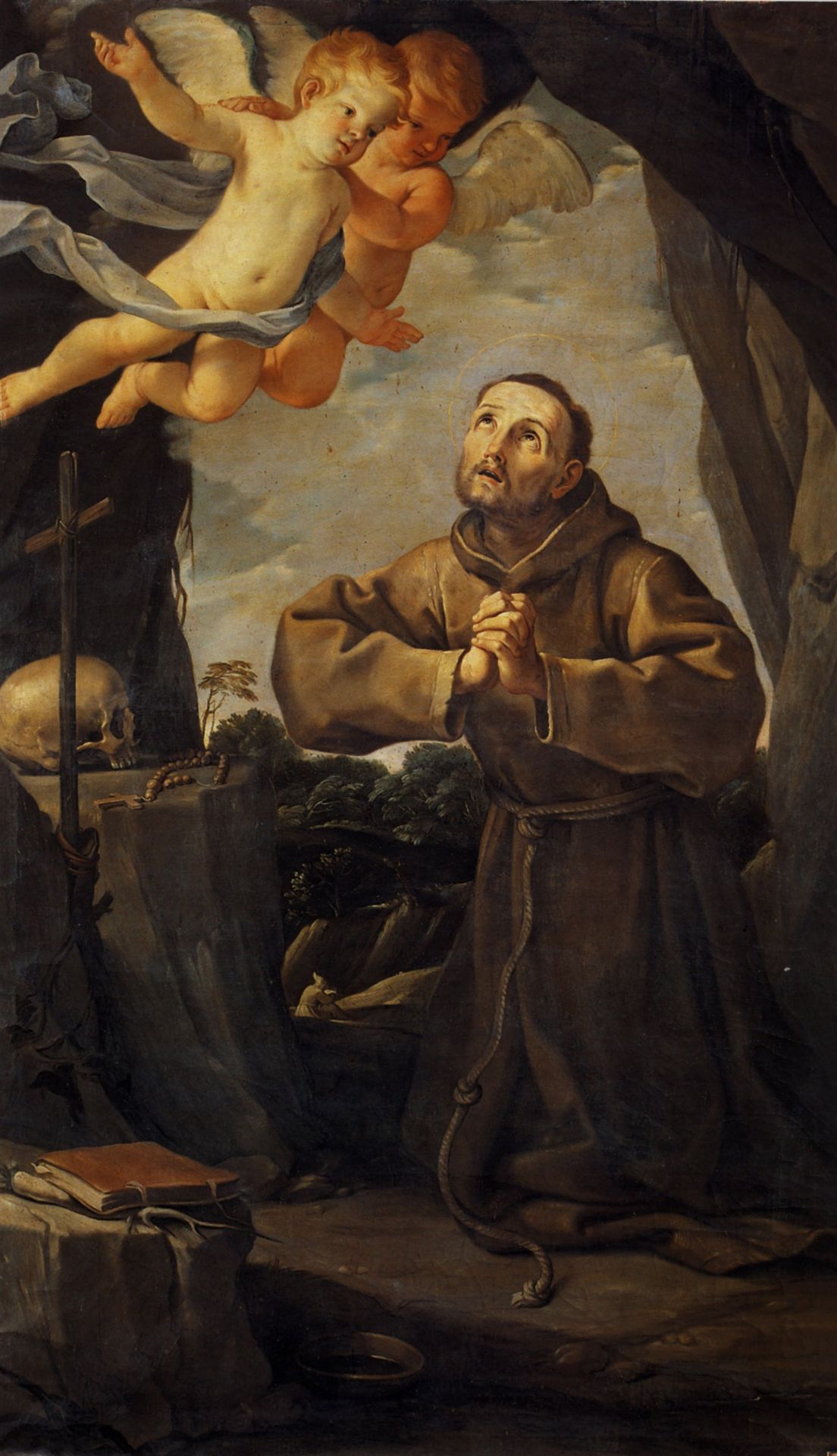 St Francis in prayer with Two Angels by Guido Reni