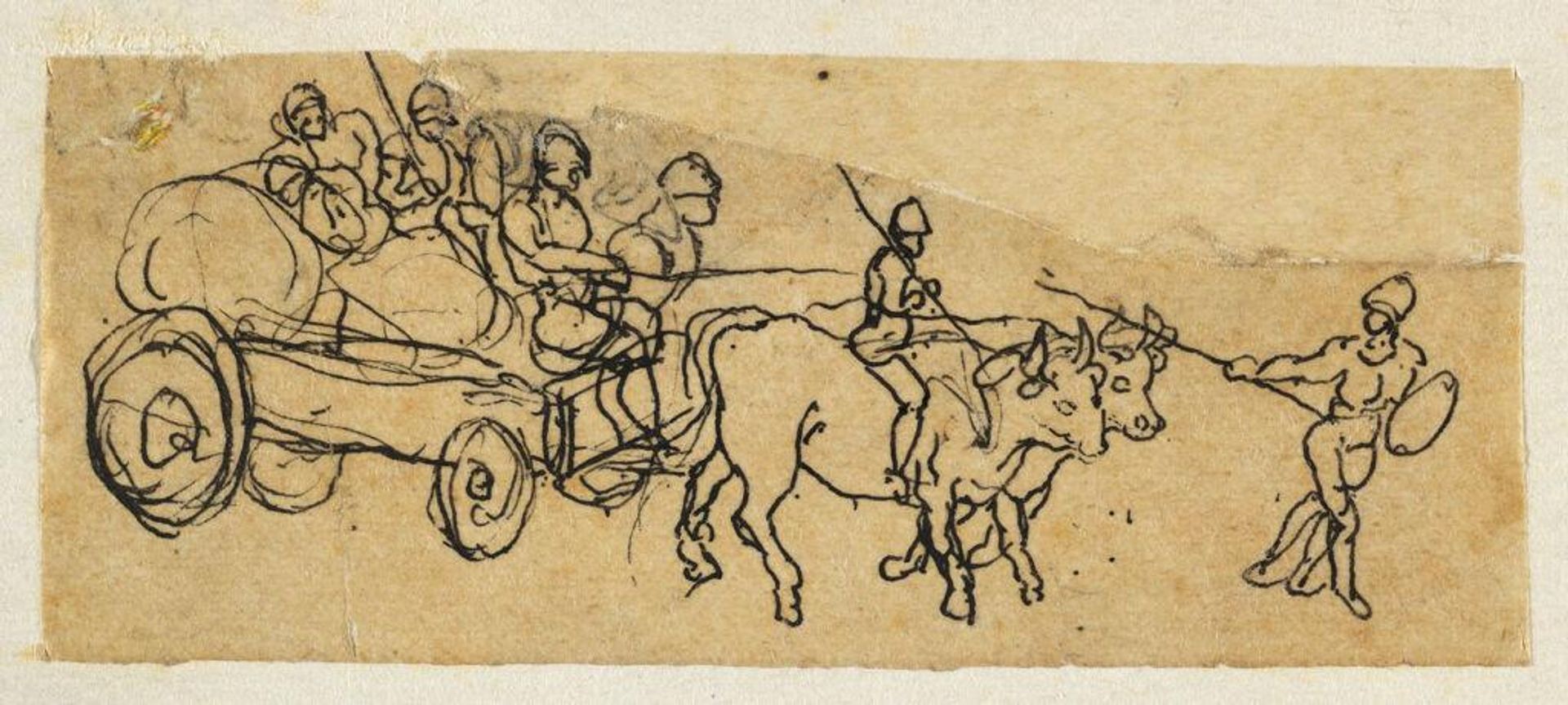 Oxen with Cart and People by Rodolphe Bresdin