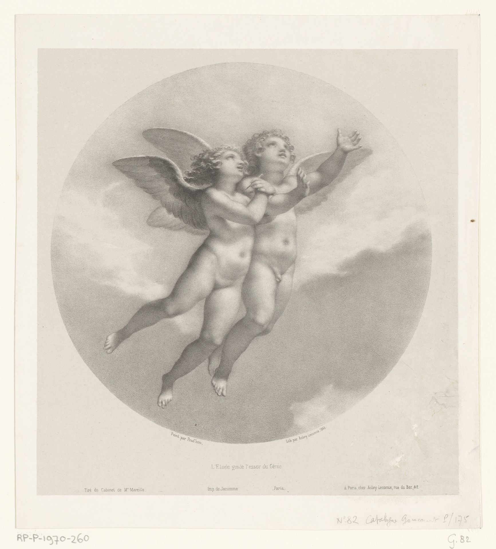 Studie begeleidt Genius by Hyacinthe-Louis-Victor-Jean-Baptiste Aubry-Lecomte