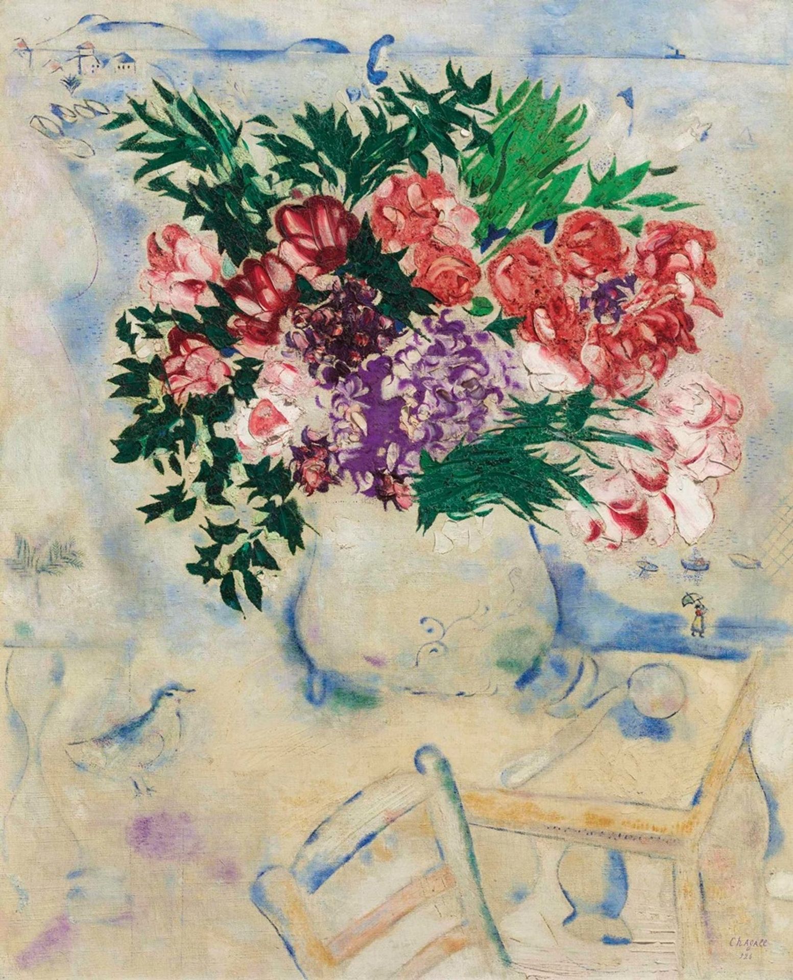 La chaise à Toulon or Les fleurs du Mourillon by Marc Chagall