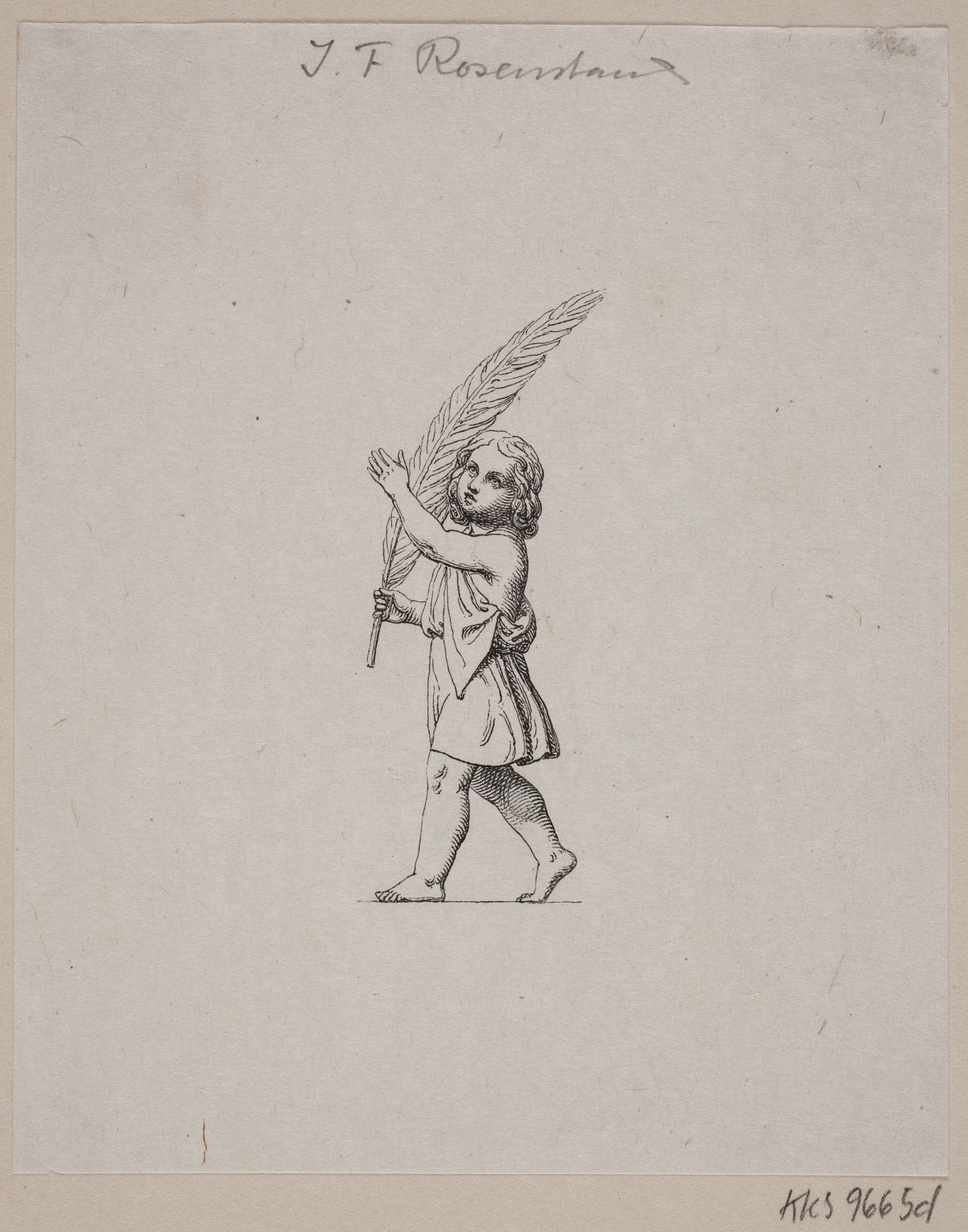 Gående engel med palmegren by Johan Frederik Rosenstand