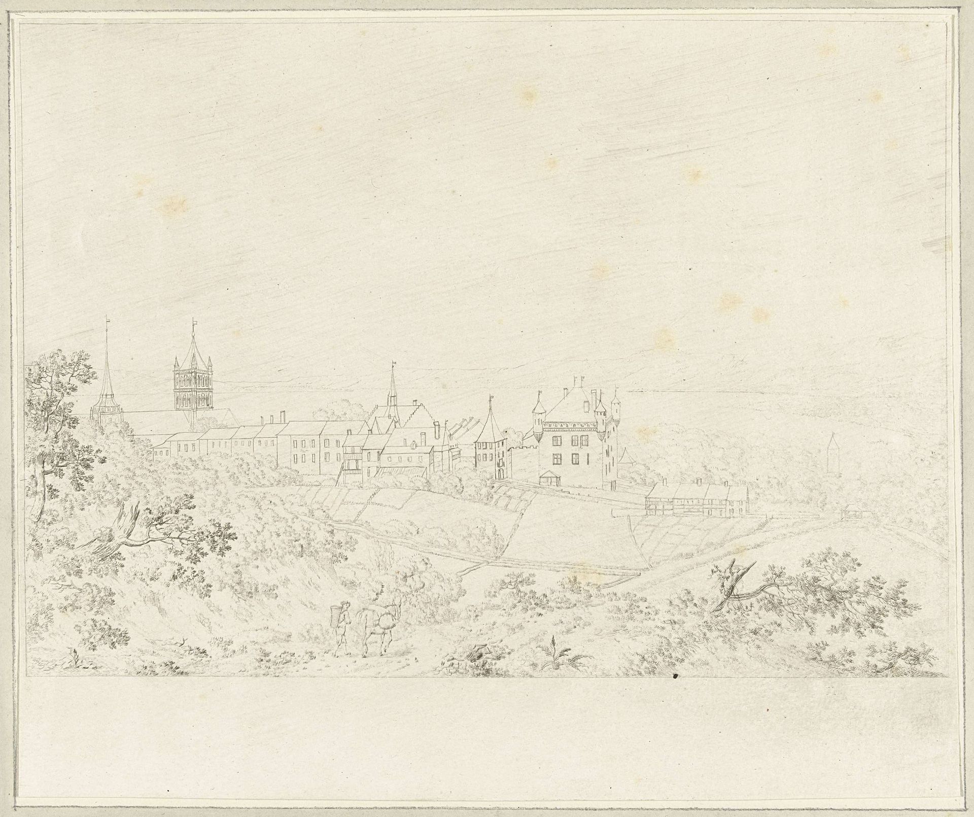 Gezicht op de kathedraal van Lausanne en het meer van Geneve by Daniël Dupré